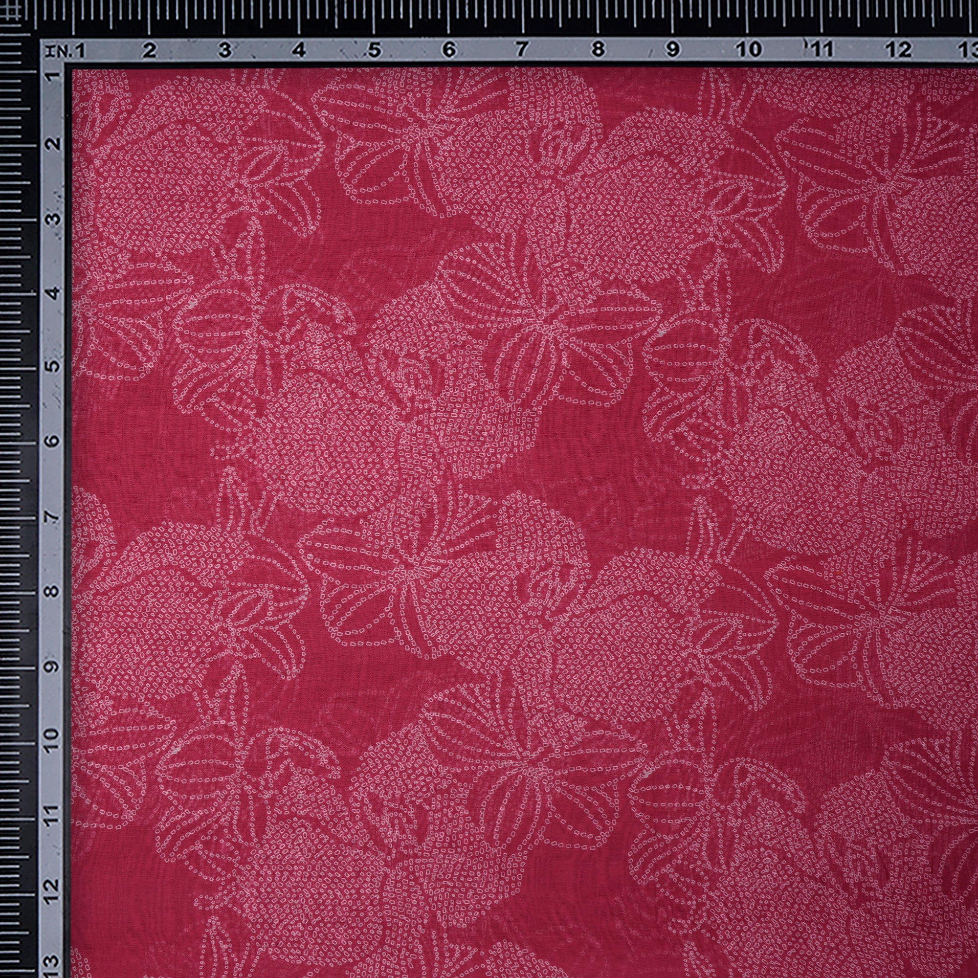 (Pre-Cut 0.50 Mtr)Dark Pink Floral Pattern Digital Print Fine Chanderi Fabric