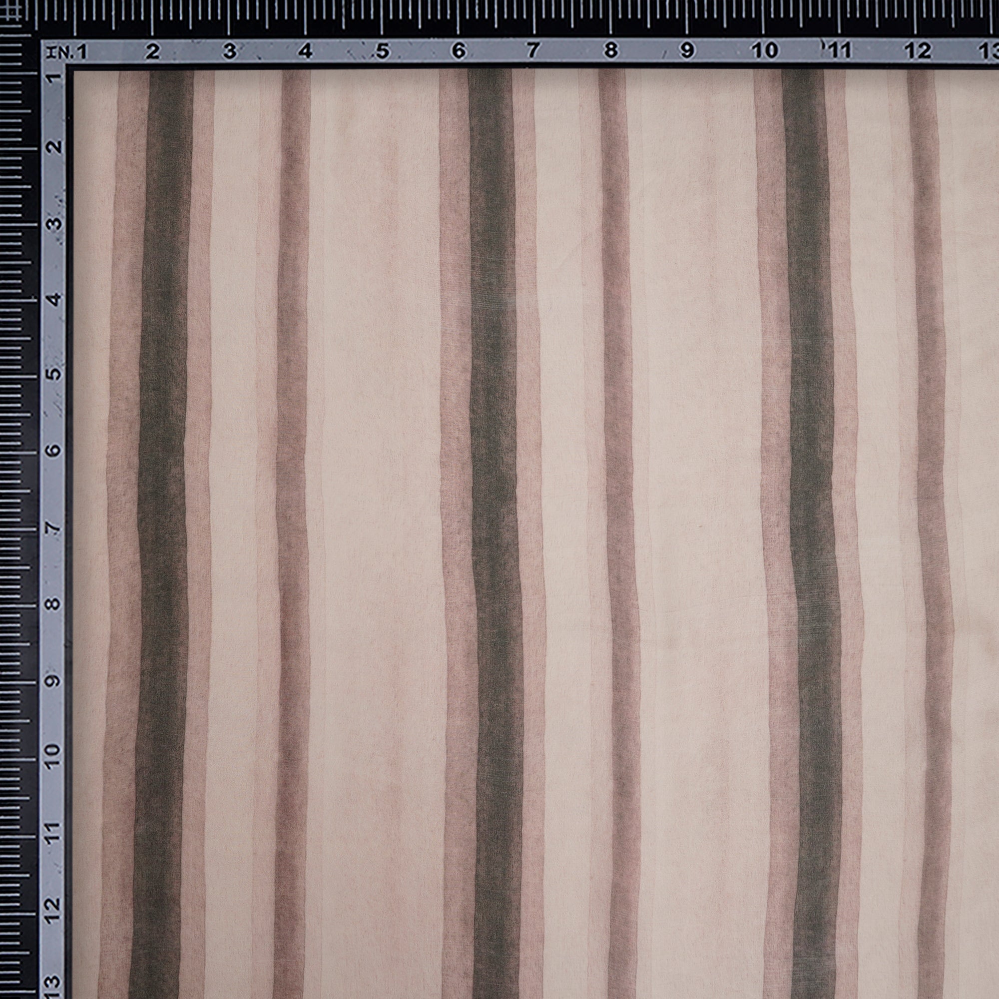 (Pre-Cut 1.55 Mtr)Beige Stripe Pattern Digital Printed Bemberg Fabric