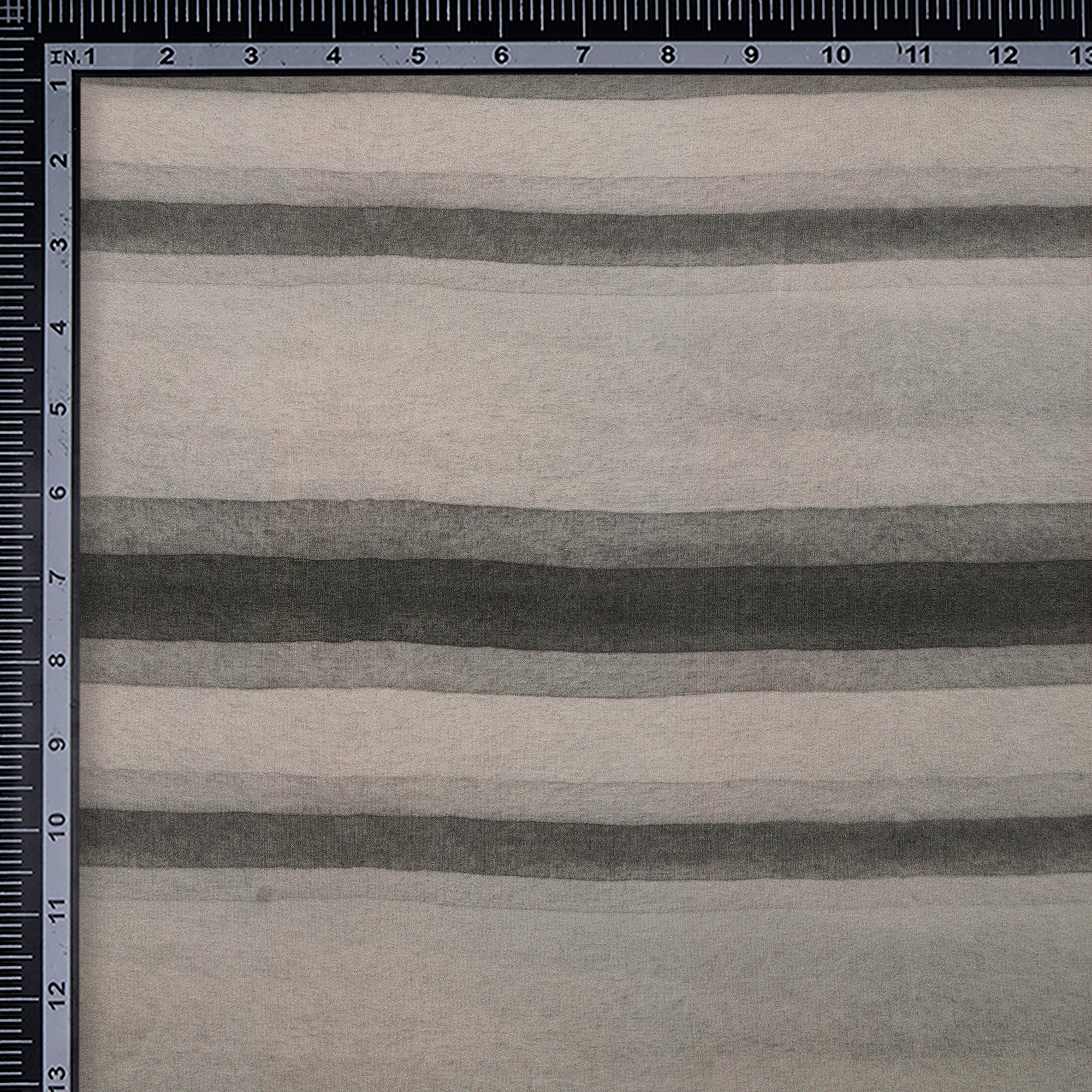 (Pre-Cut 4.75 Mtr)Beige Striped Pattern Digital Printed Bemberg Fabric