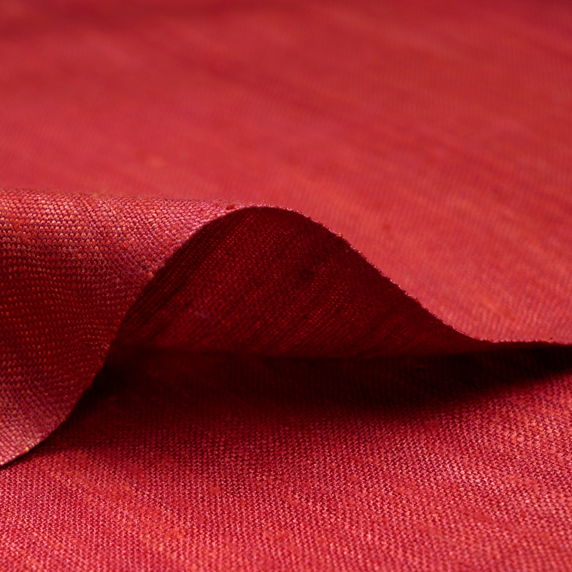 (Pre-Cut 1.00 Mtr) True Red Piece Dyed Bamboo Matka SIlk Fabric