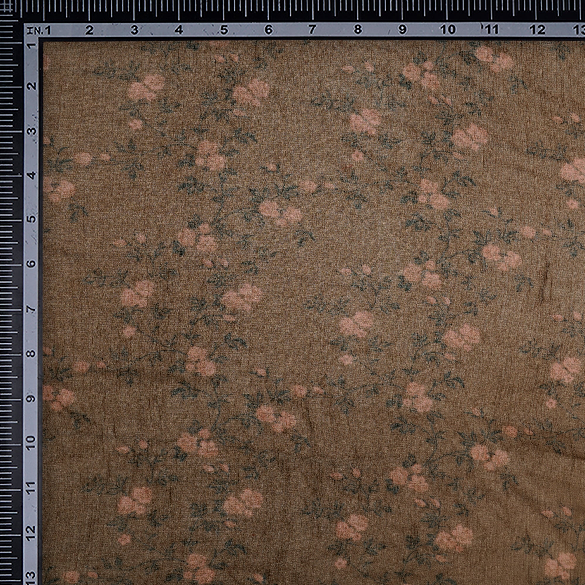 (Pre-Cut 1.60 Mtr)Breen Floral Pattern Digital Printed Bemberg Chiffon Fabric