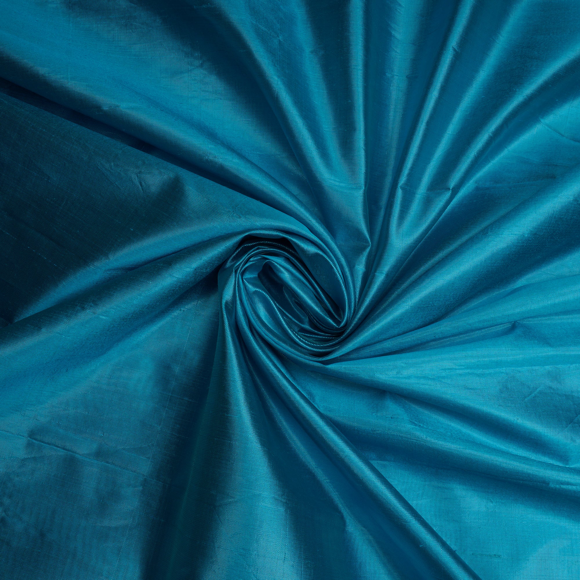 (Pre-Cut 3.90 Mtr) Tile Blue Piece Dyed Pure Silk Fabric