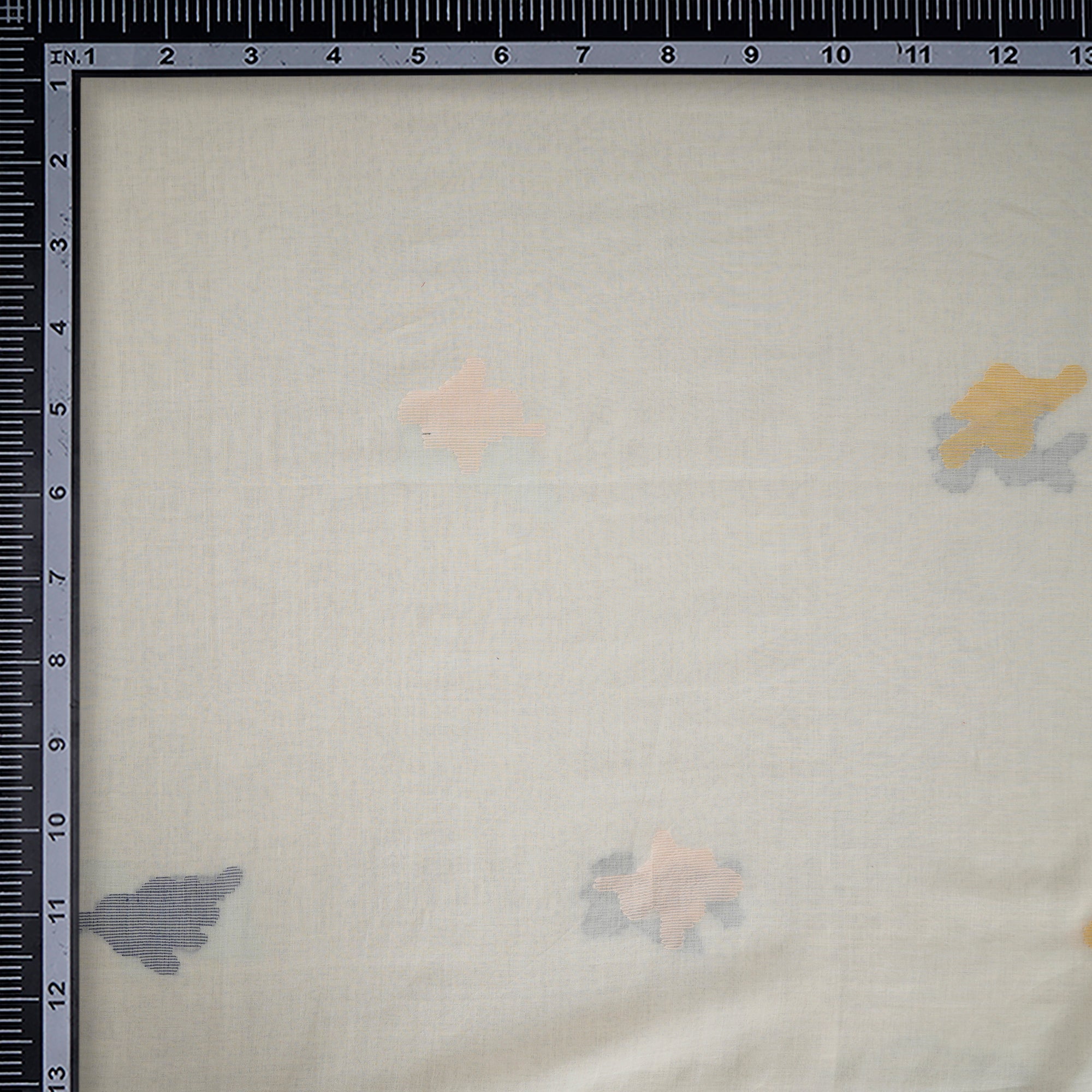 (Pre-Cut 1.80 Mtr)Off-White Handloom Jamdani Pure Cotton Fabric