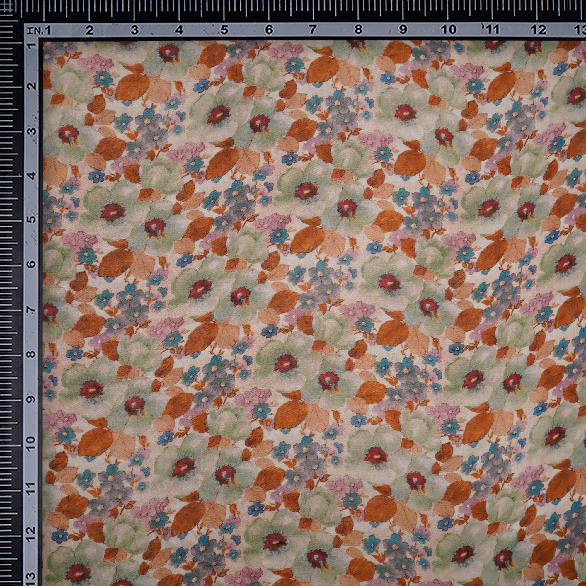 (Pre-Cut 0.90 Mtr)Multi Color Floral Pattern Digital Printed Bemberg Fabric