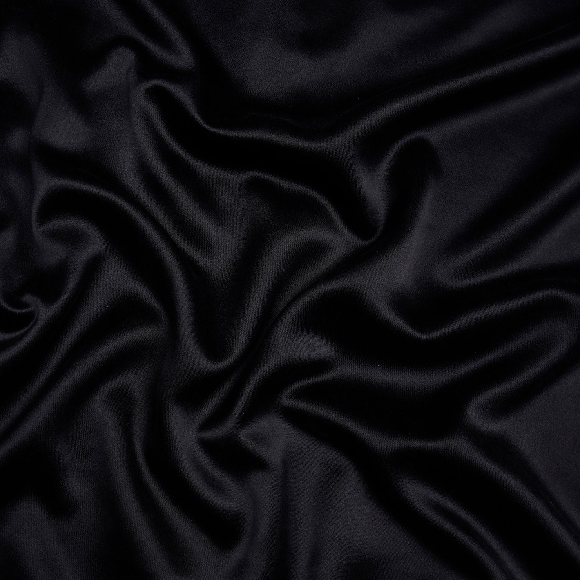 (Pre-Cut 3.00 Mtr)Black Piece Dyed Satin Silk Fabric