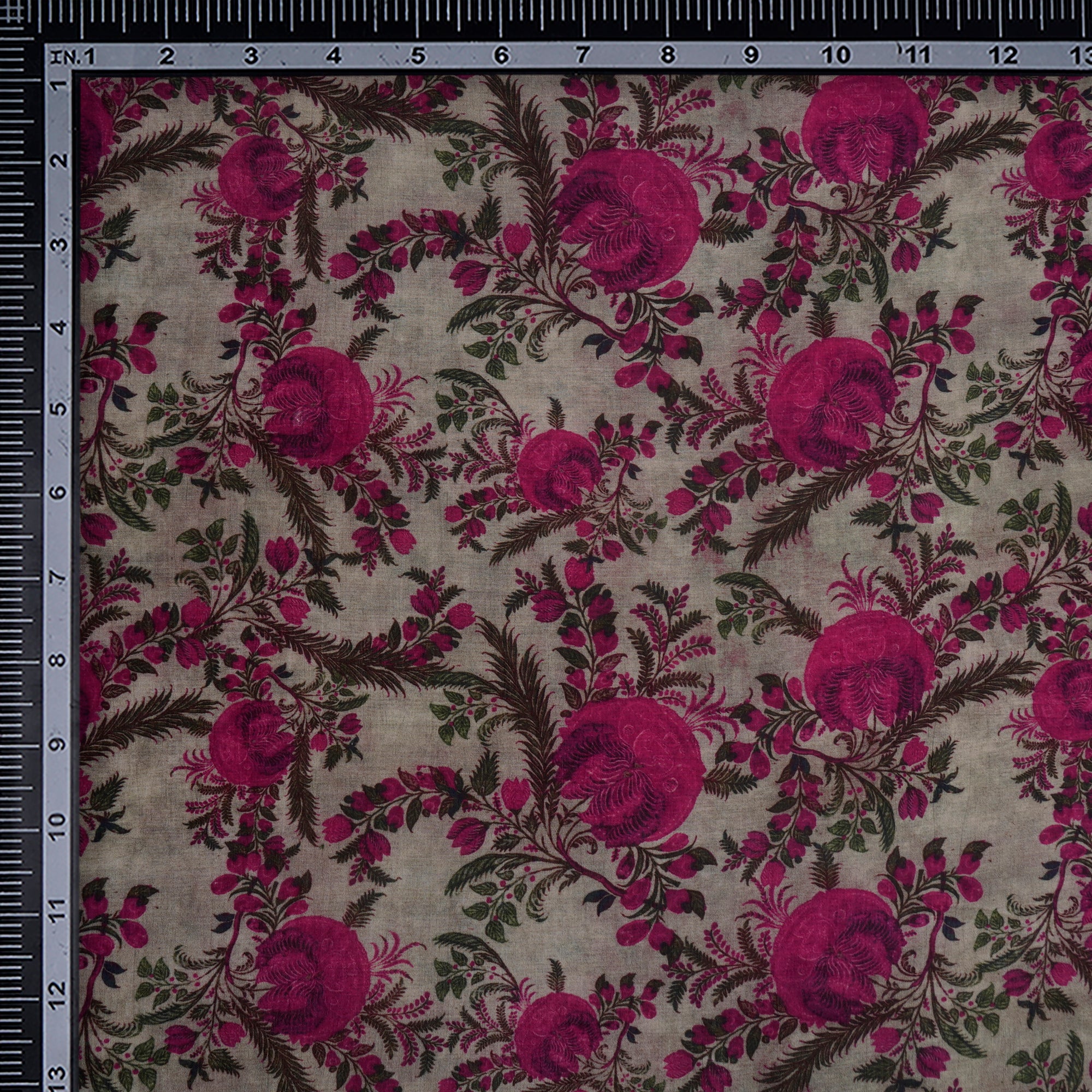 (Pre-Cut 3.30 Mtr)Peyote-Pink Floral Pattern Digital Printed Fine Chanderi Fabric