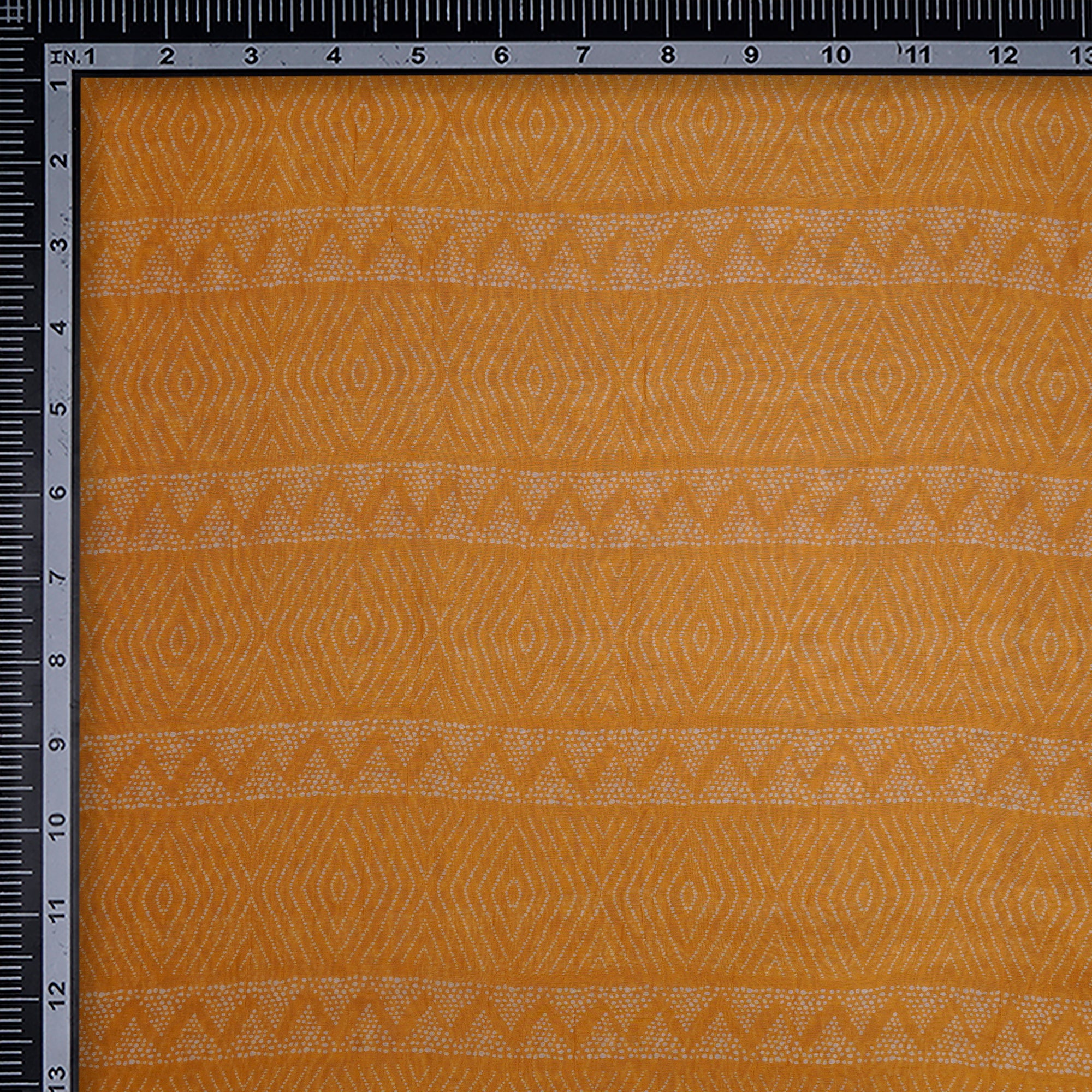 (Pre-Cut 2.15 Mtr)Mustard Bandhani Pattern Digital Printed Pure Chanderi Fabric