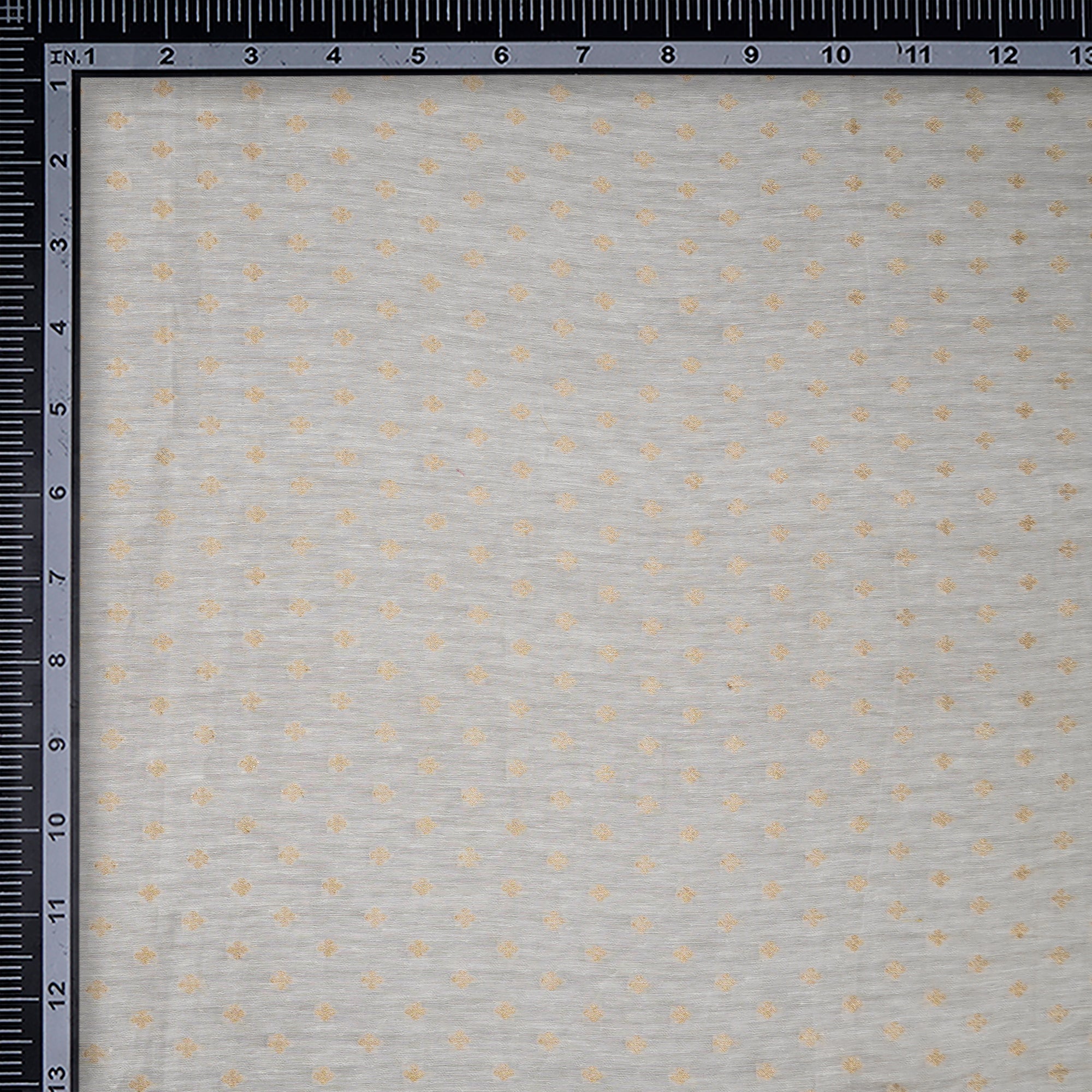 (Pre-Cut 0.60 Mtr) Off-White Dyeable Booti Pattern Jacquard Silk Fabric