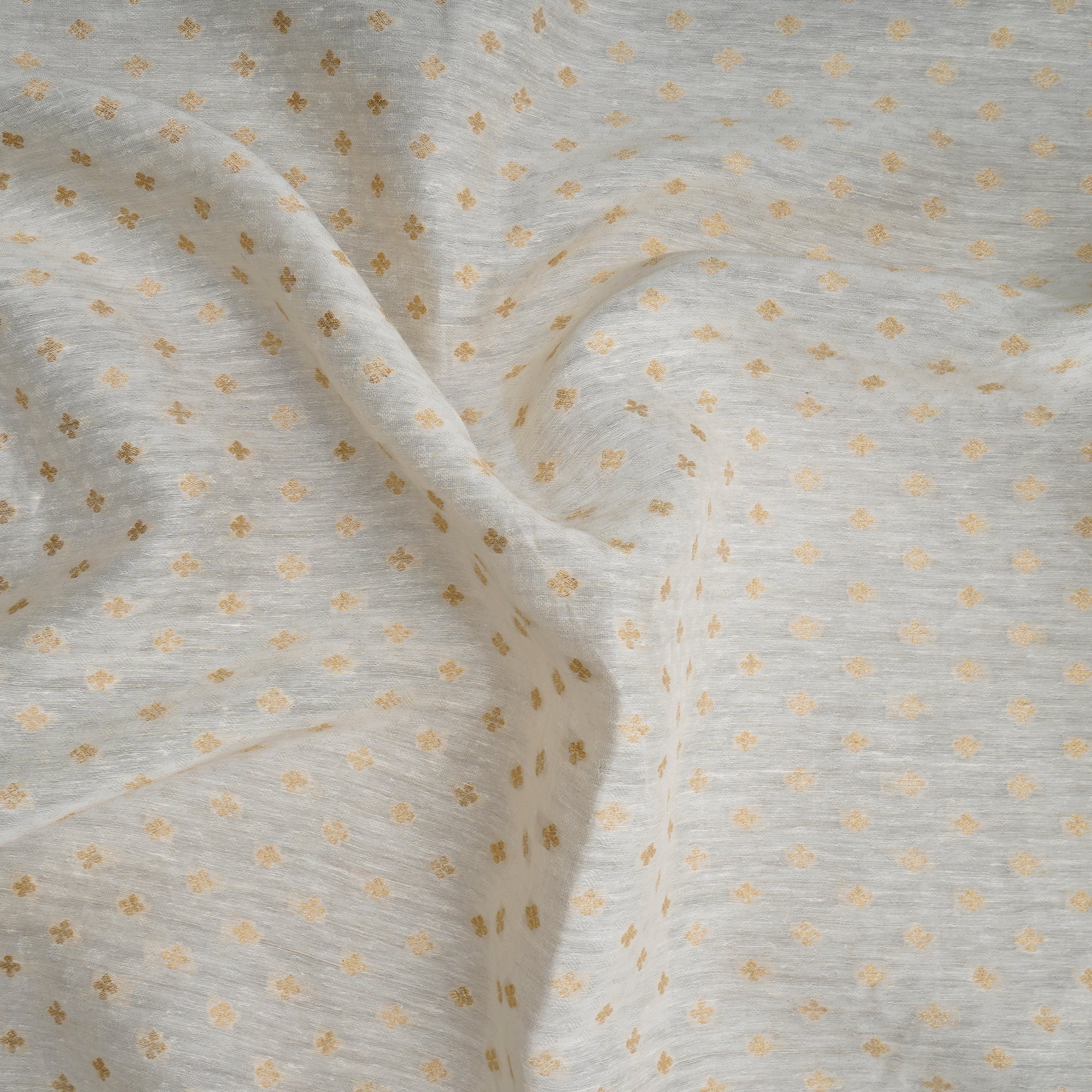 (Pre-Cut 0.80 Mtr) Off-White Dyeable Booti Pattern Jacquard Silk Fabric