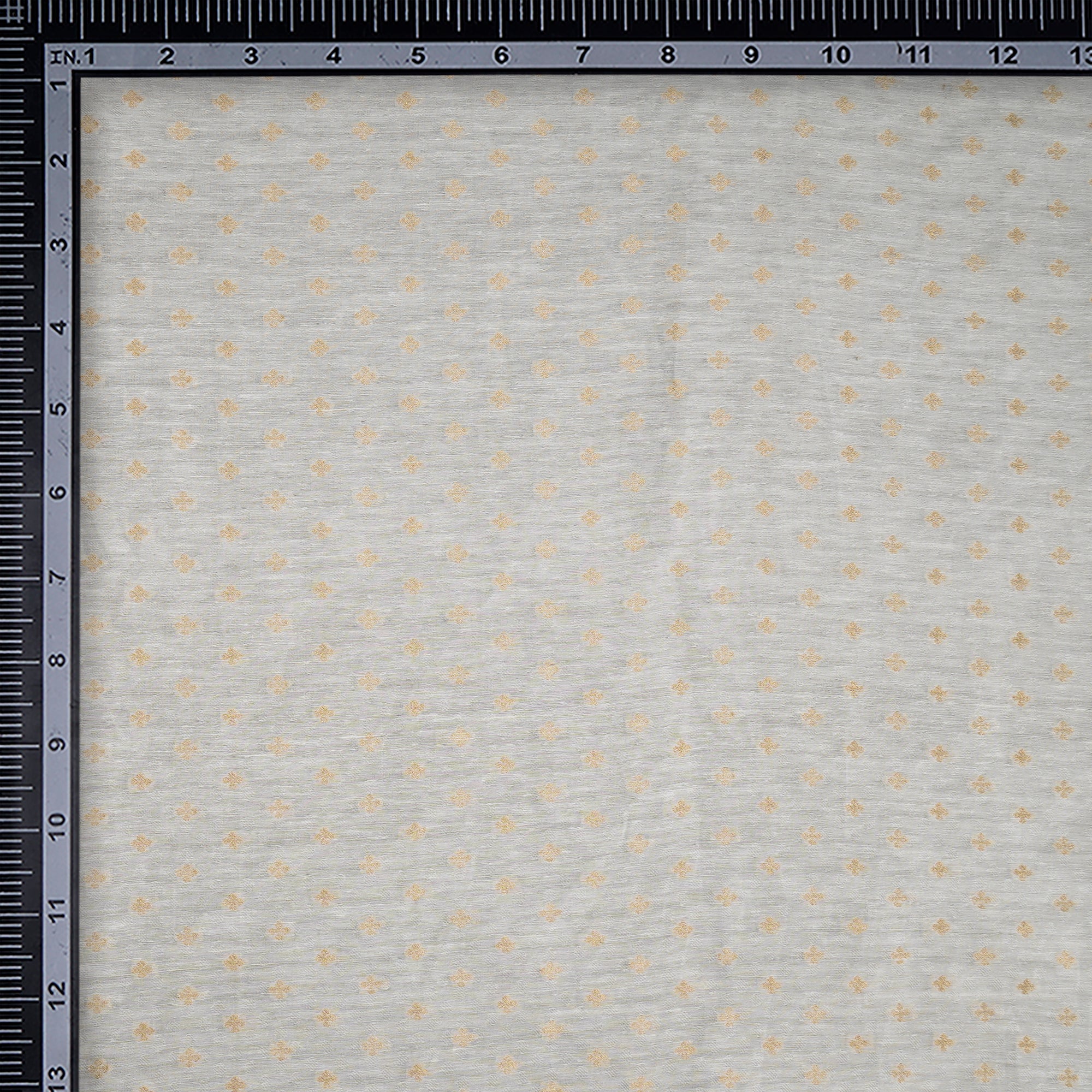 (Pre-Cut 0.80 Mtr) Off-White Dyeable Booti Pattern Jacquard Silk Fabric