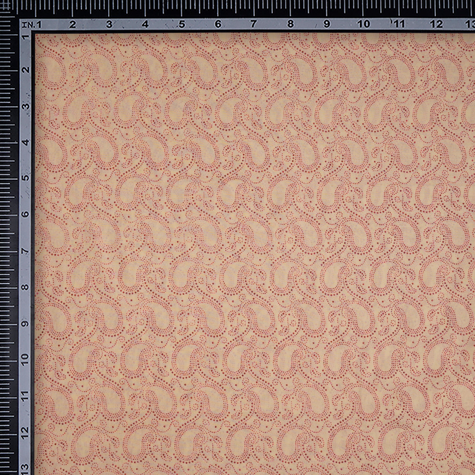 (Pre-Cut 3.00 Mtr) Cream Handcrafted Mukaish Look Dewdrops Work Cotton Fabric