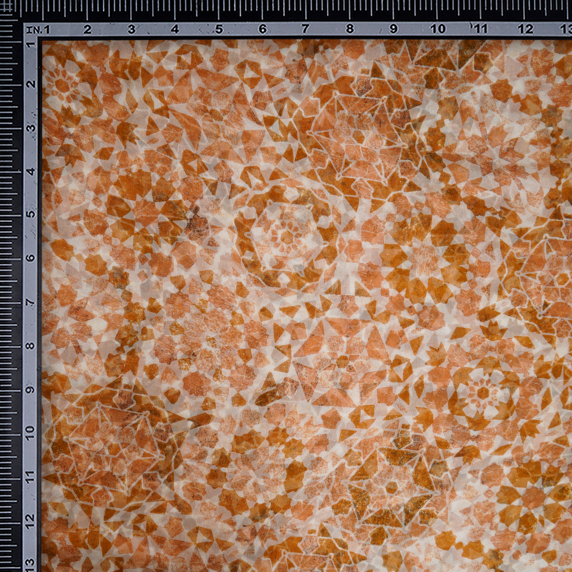 (Pre-Cut 2.40 Mtr) Peur Brown Abstract Pattern Digital Printed Silk Fabric