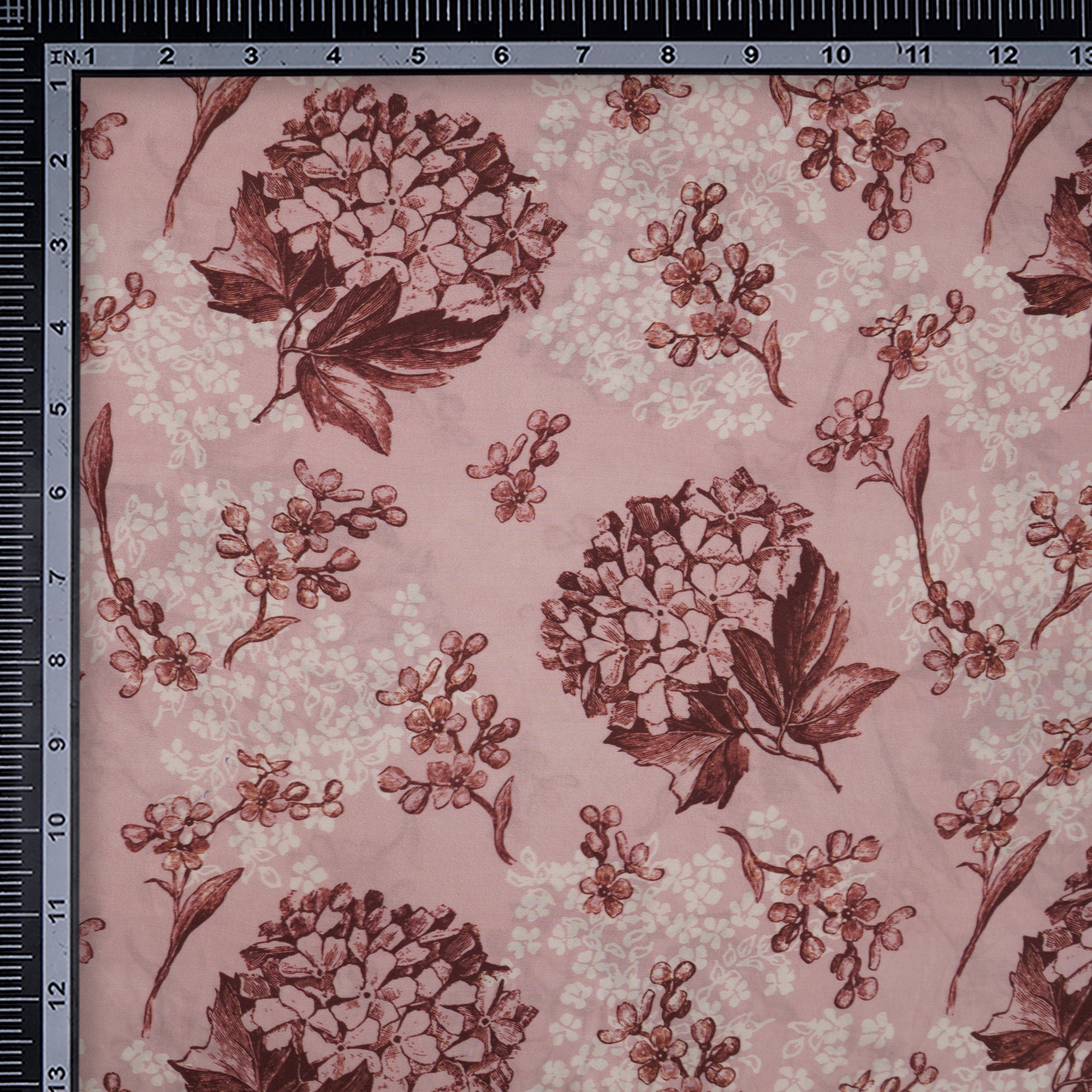 (Pre-Cut 2.00 Mtr) Cameo Rose Floral Pattern Digital Printed Bemberg Modal Fabric