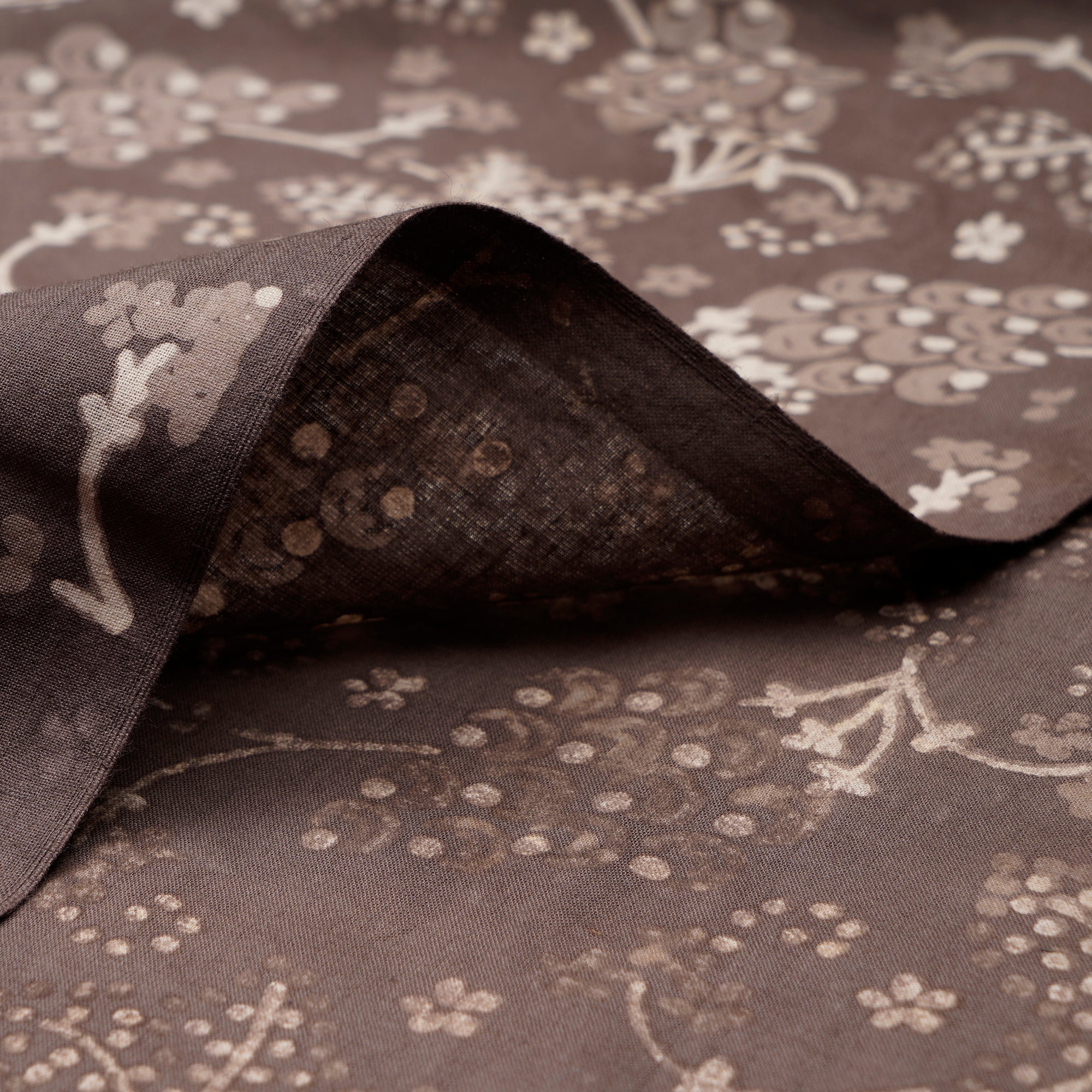 (Pre-Cut 1.40 Mtr)Fallen Rock All Over Pattern Hand Block Printed Bagru Natural Dye Cotton Fabric