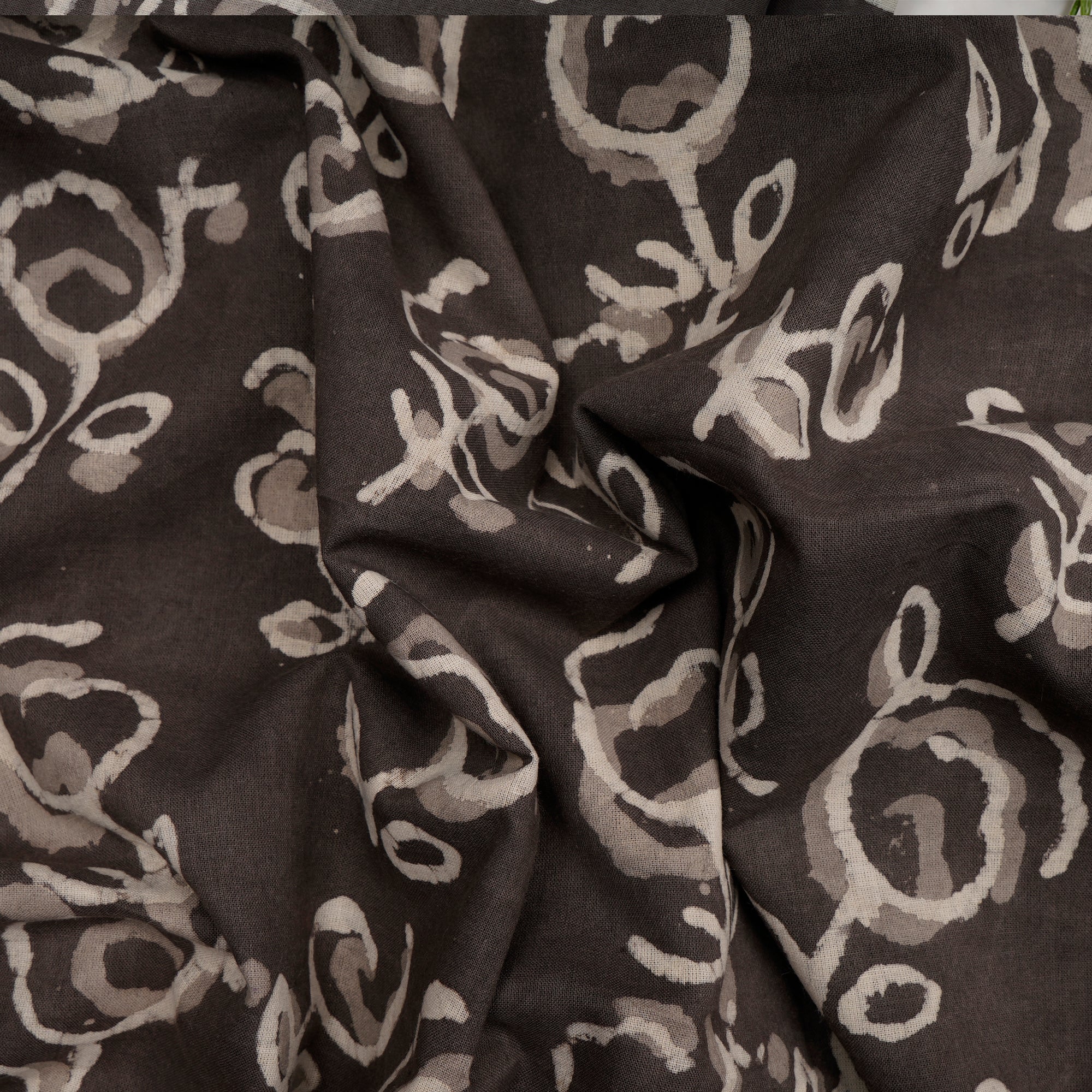 (Pre-Cut 1.50Mtr)Fallen Rock All Over Pattern Hand Block Printed Bagru Natural Dye Cotton Fabric