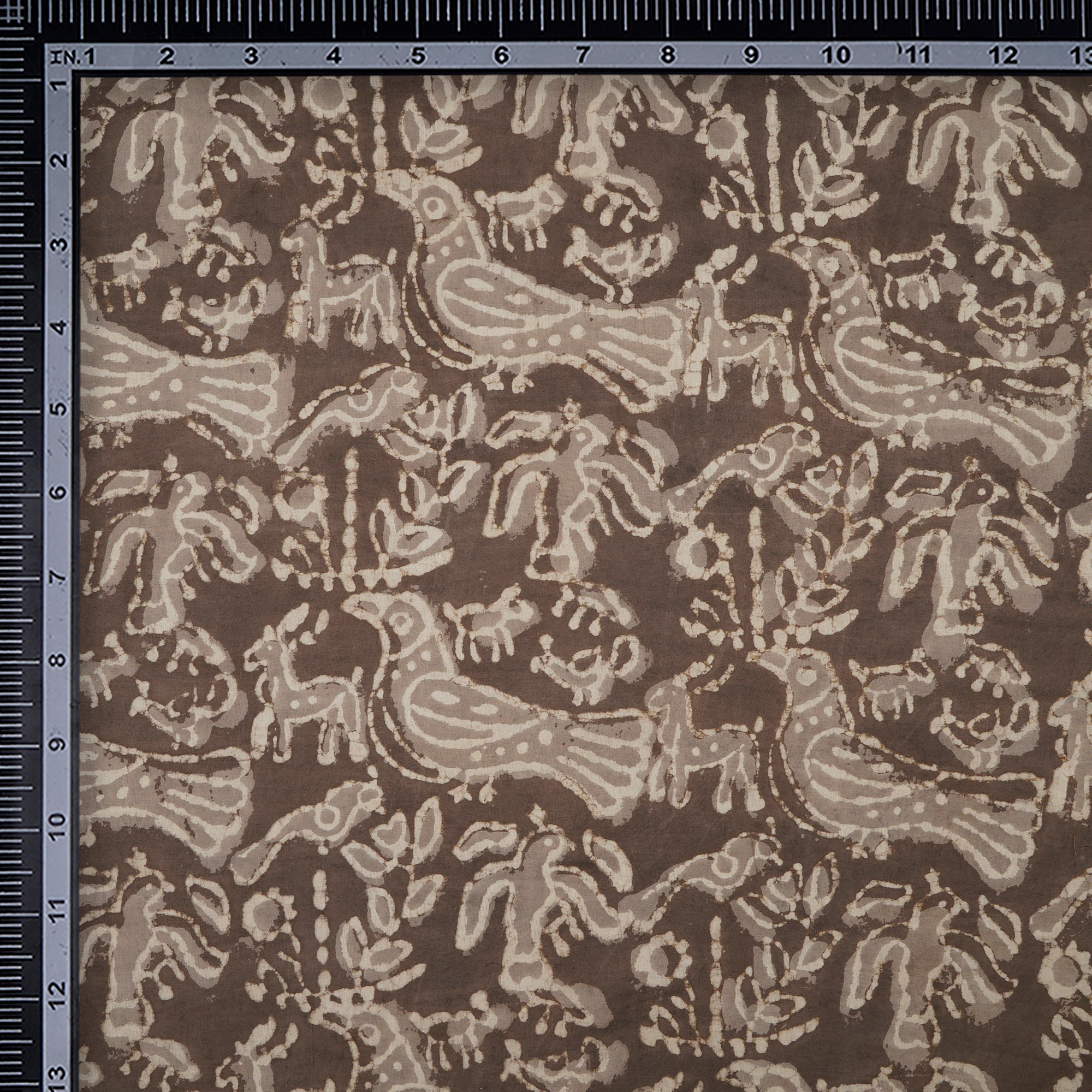 (Pre-Cut 2.20Mtr)Fallen Rock All Over Pattern Hand Block Printed Bagru Natural Dye Cotton Fabric