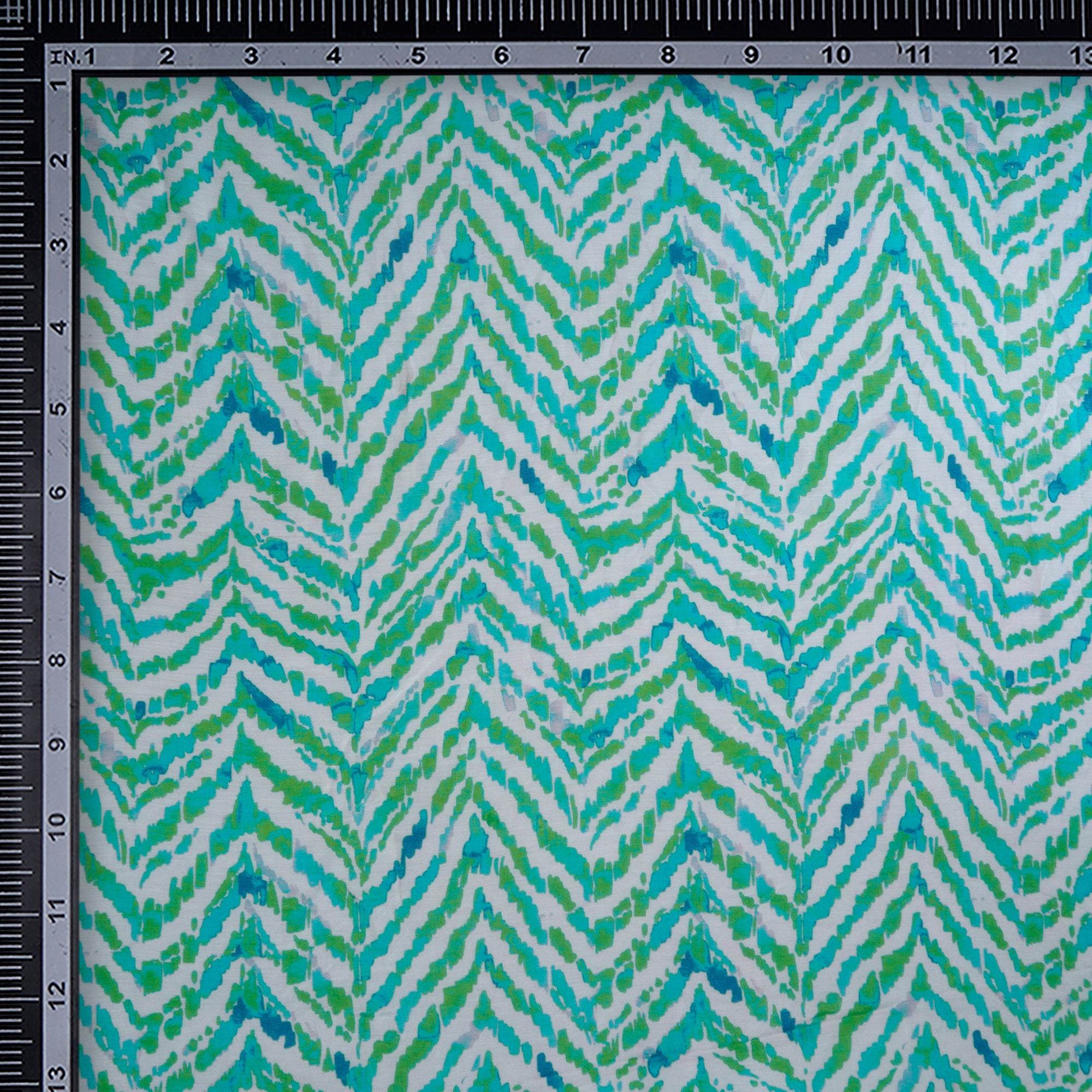 (Pre-Cut 0.60 Mtr) Green Abstract Pattern Digital Printed Viscose Fabric