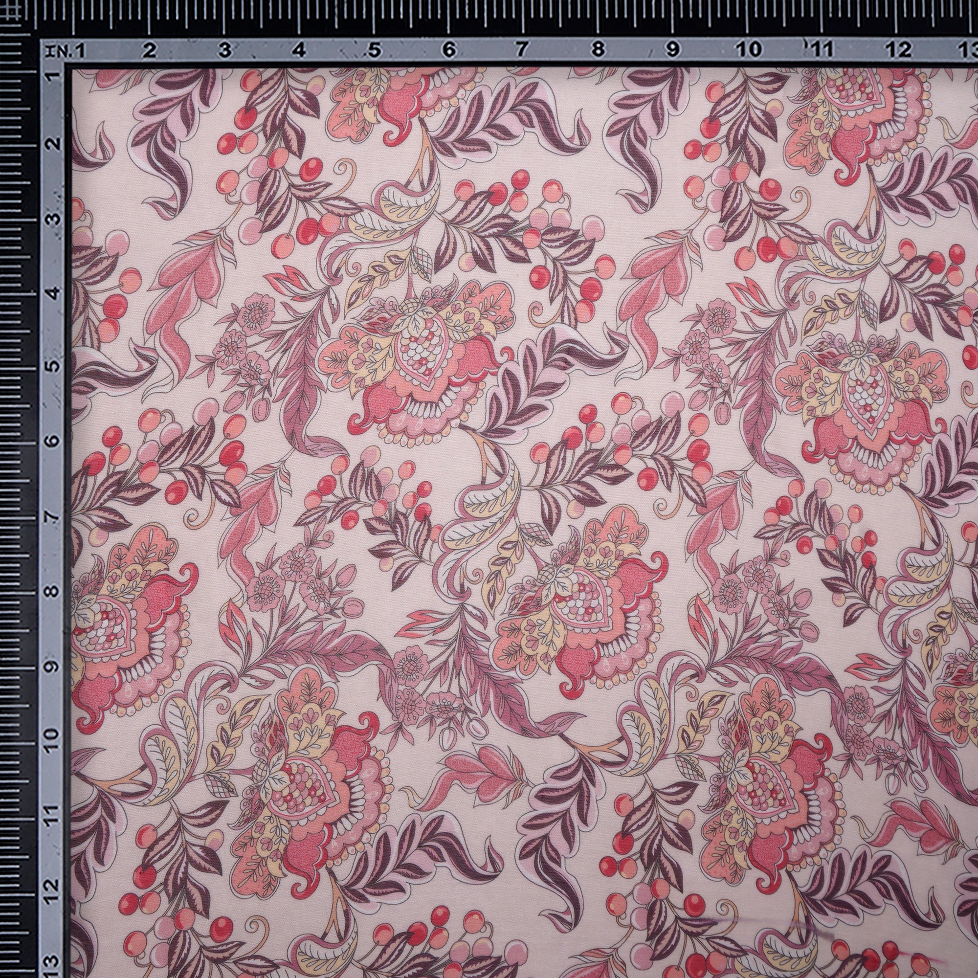 (Pre-Cut 1.85 Mtr) Multi Color Floral Pattern Digital Pattern Bemberg Fabric