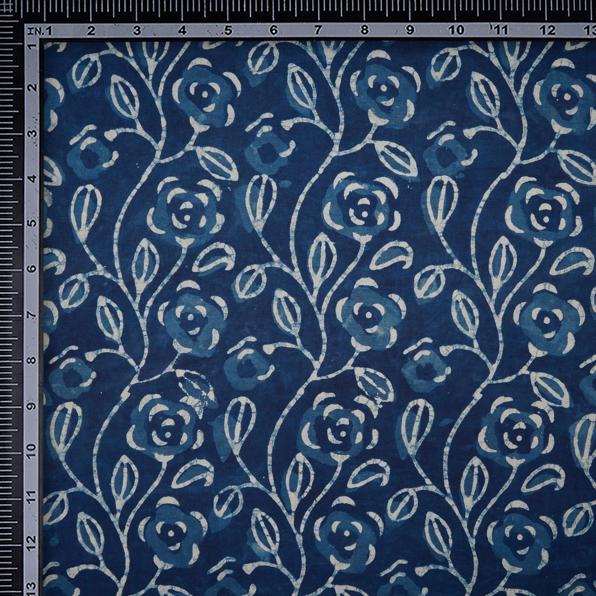 (Pre-Cut 0.50Mtr)Blue Hand Block Bagru Natural Dye Indigo Printed Cotton Fabric
