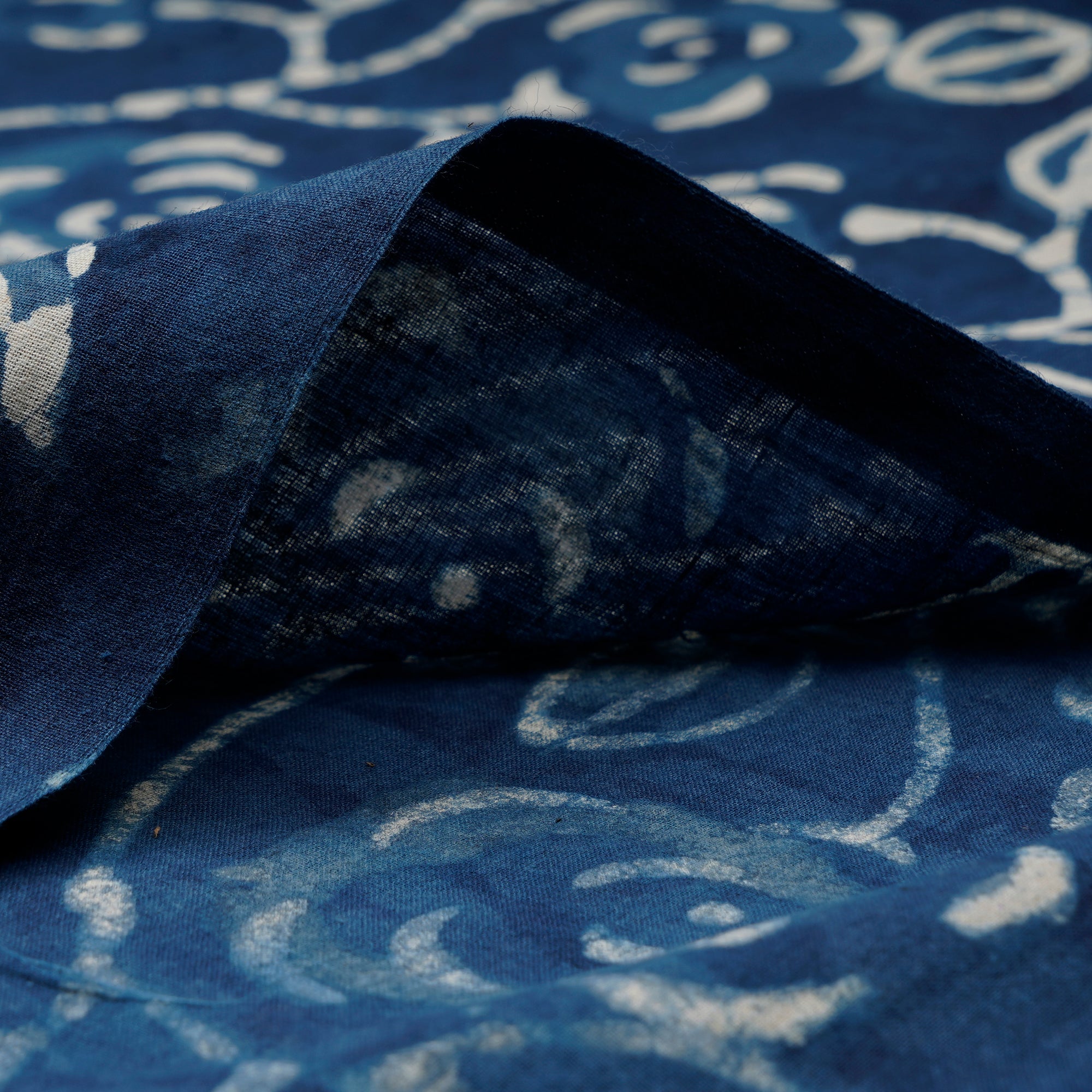 (Pre-Cut 0.50Mtr)Blue Hand Block Bagru Natural Dye Indigo Printed Cotton Fabric