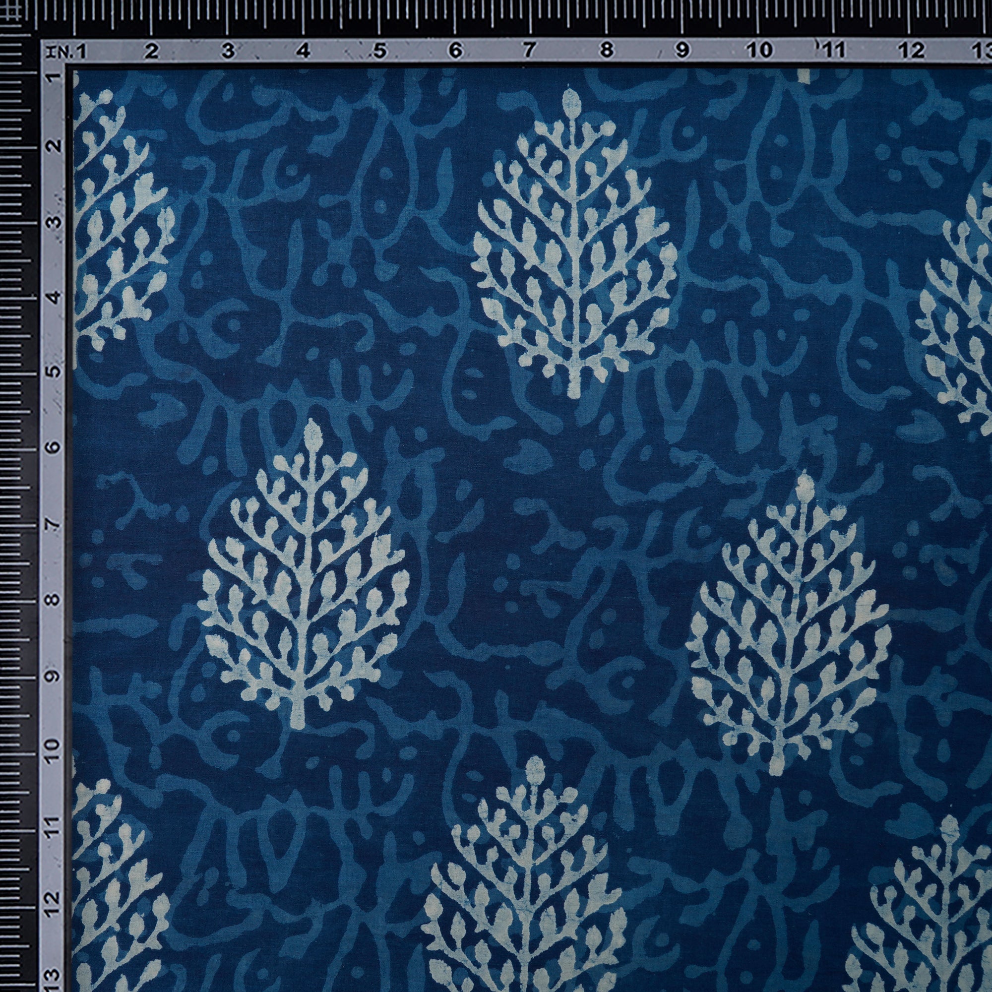 (Pre-Cut 0.70 Mtr)Blue Hand Block Bagru Natural Dye Indigo Printed Cotton Fabricprecuts&&2045