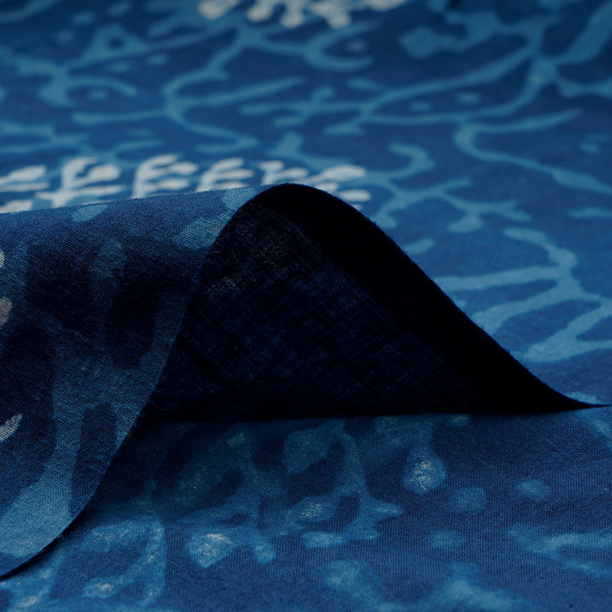 (Pre-Cut 0.70 Mtr)Blue Hand Block Bagru Natural Dye Indigo Printed Cotton Fabricprecuts&&2045