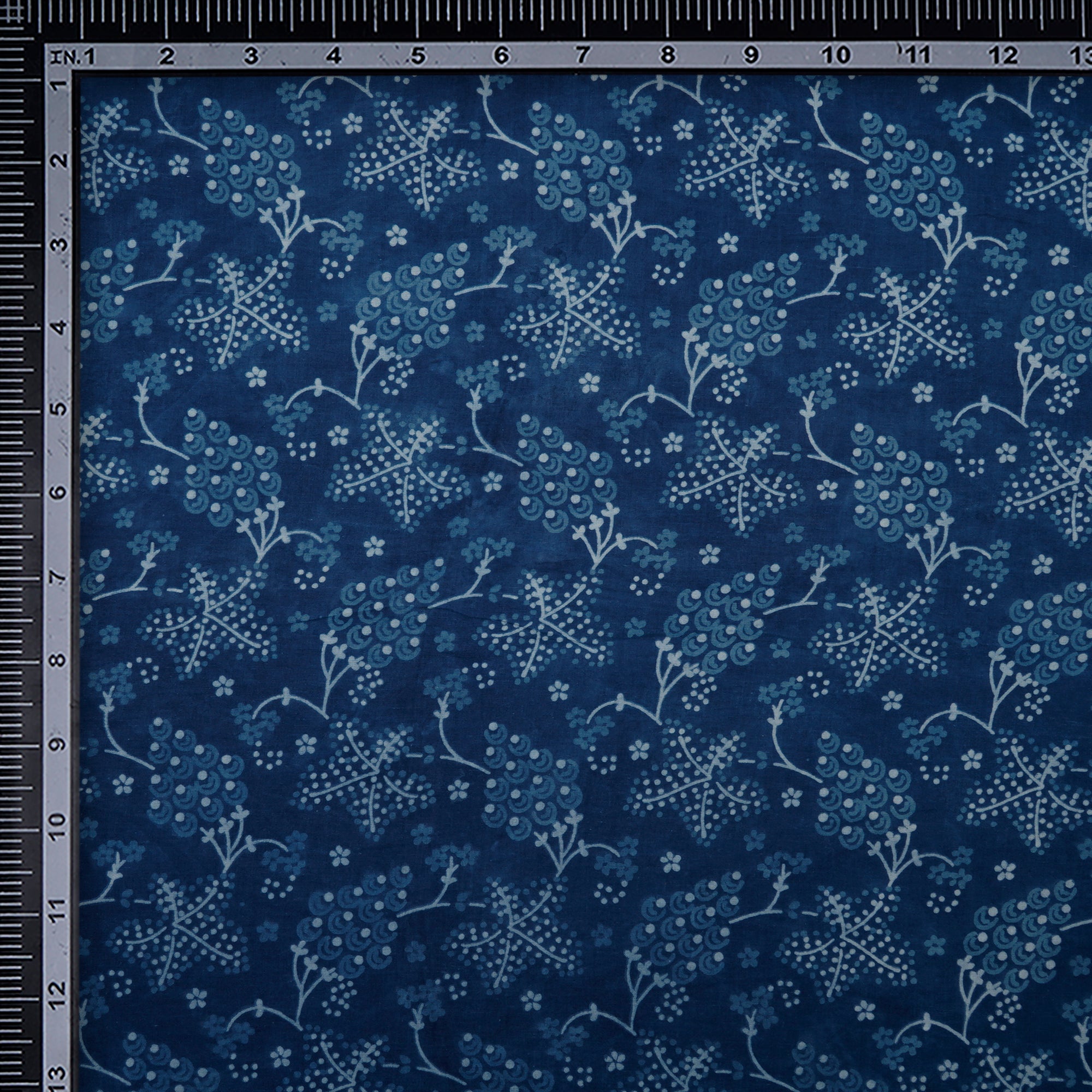(Pre-Cut 1.00 Mtr)Blue Hand Block Bagru Natural Dye Indigo Printed Cotton Fabricprecuts&&2044