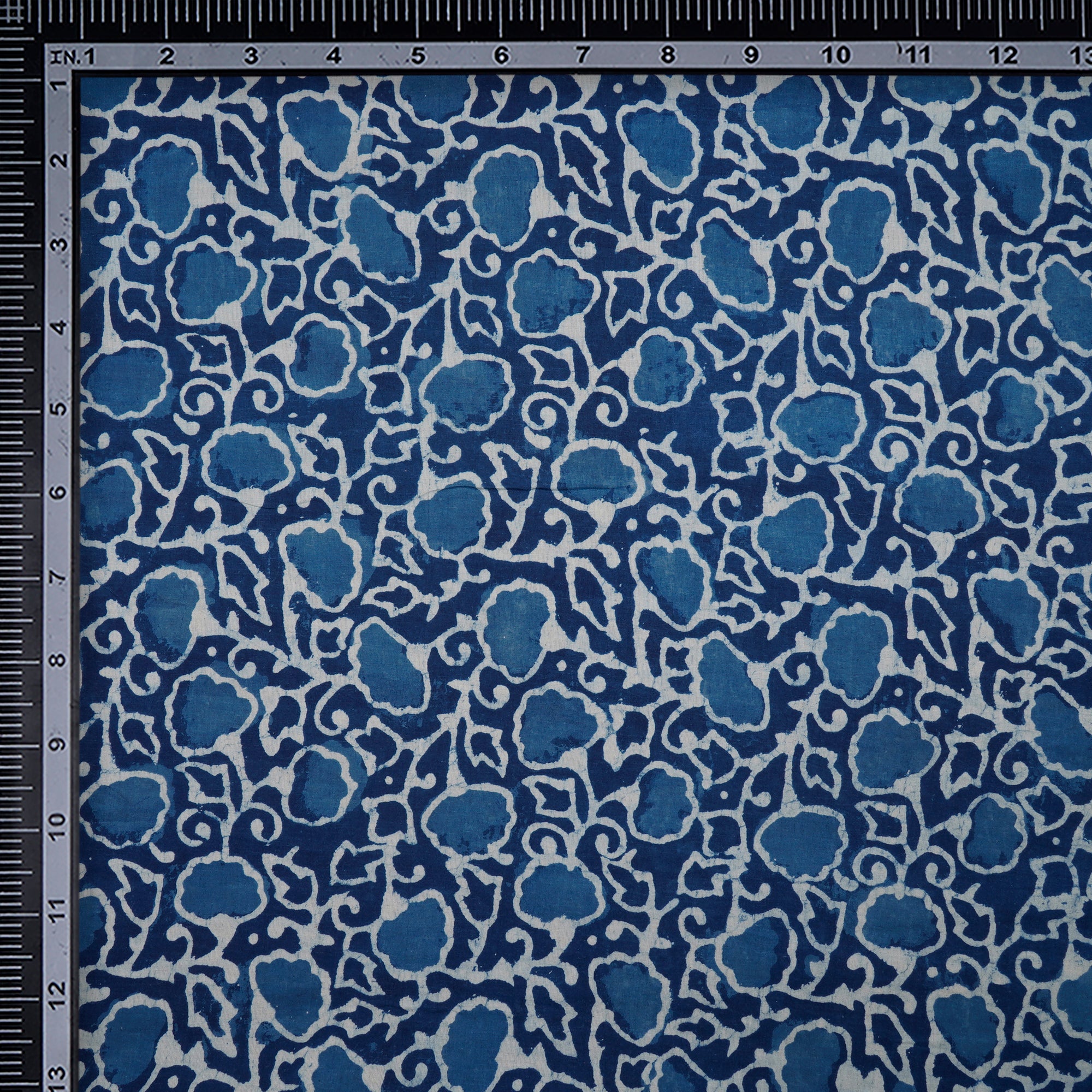 (Pre-Cut 2.60 Mtr)Blue Hand Block Bagru Natural Dye Indigo Printed Cotton Fabricprecuts&&2048