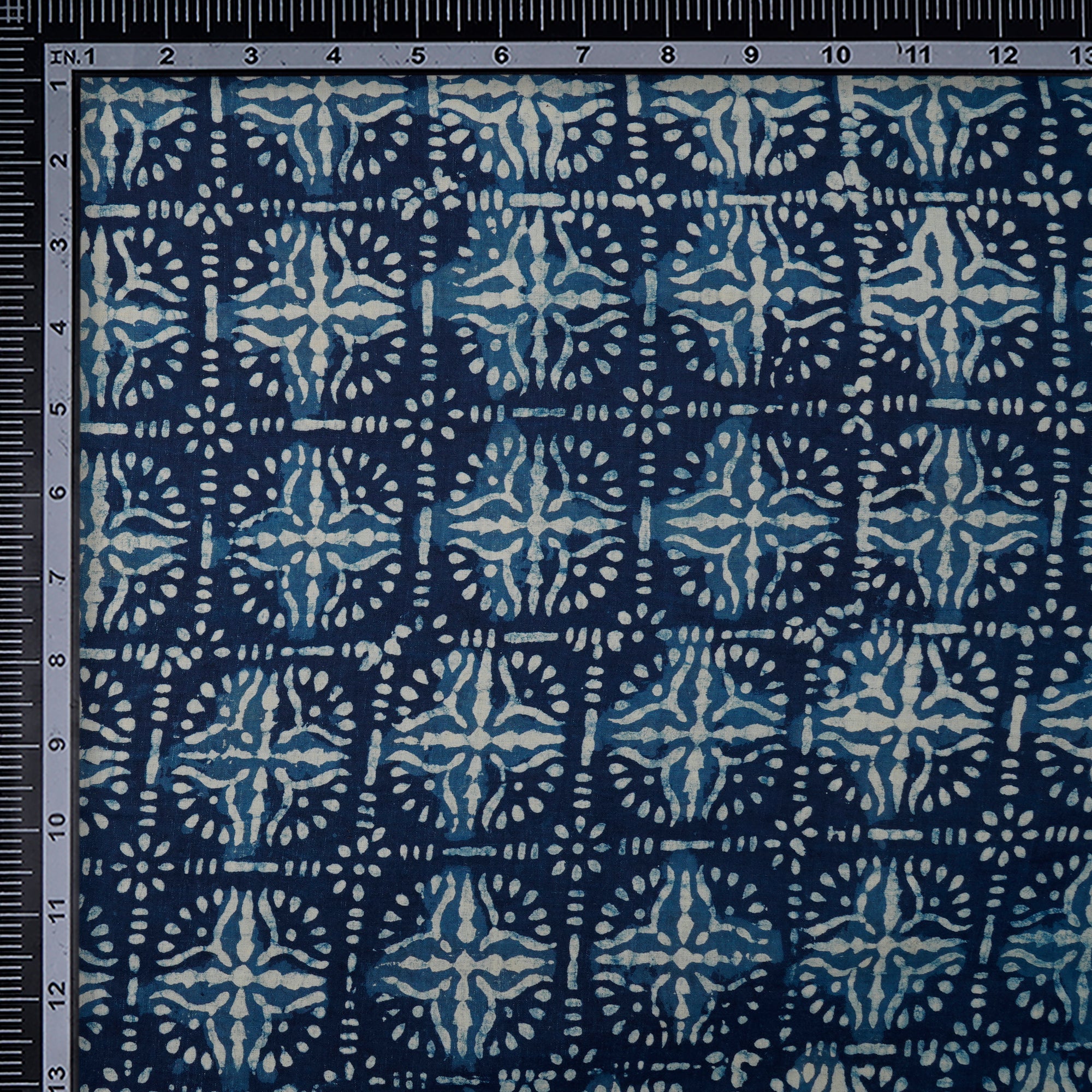 (Pre-Cut 2.80 Mtr)Blue Hand Block Bagru Natural Dye Indigo Printed Cotton Fabricprecuts&&2047