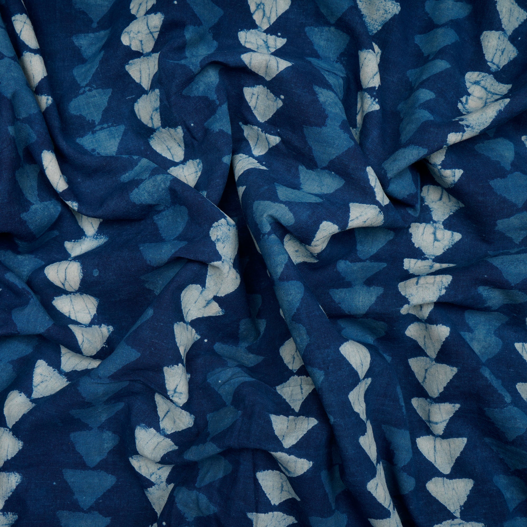 (Pre-Cut 3.60 Mtr)Blue Hand Block Bagru Natural Dye Indigo Printed Cotton Fabric