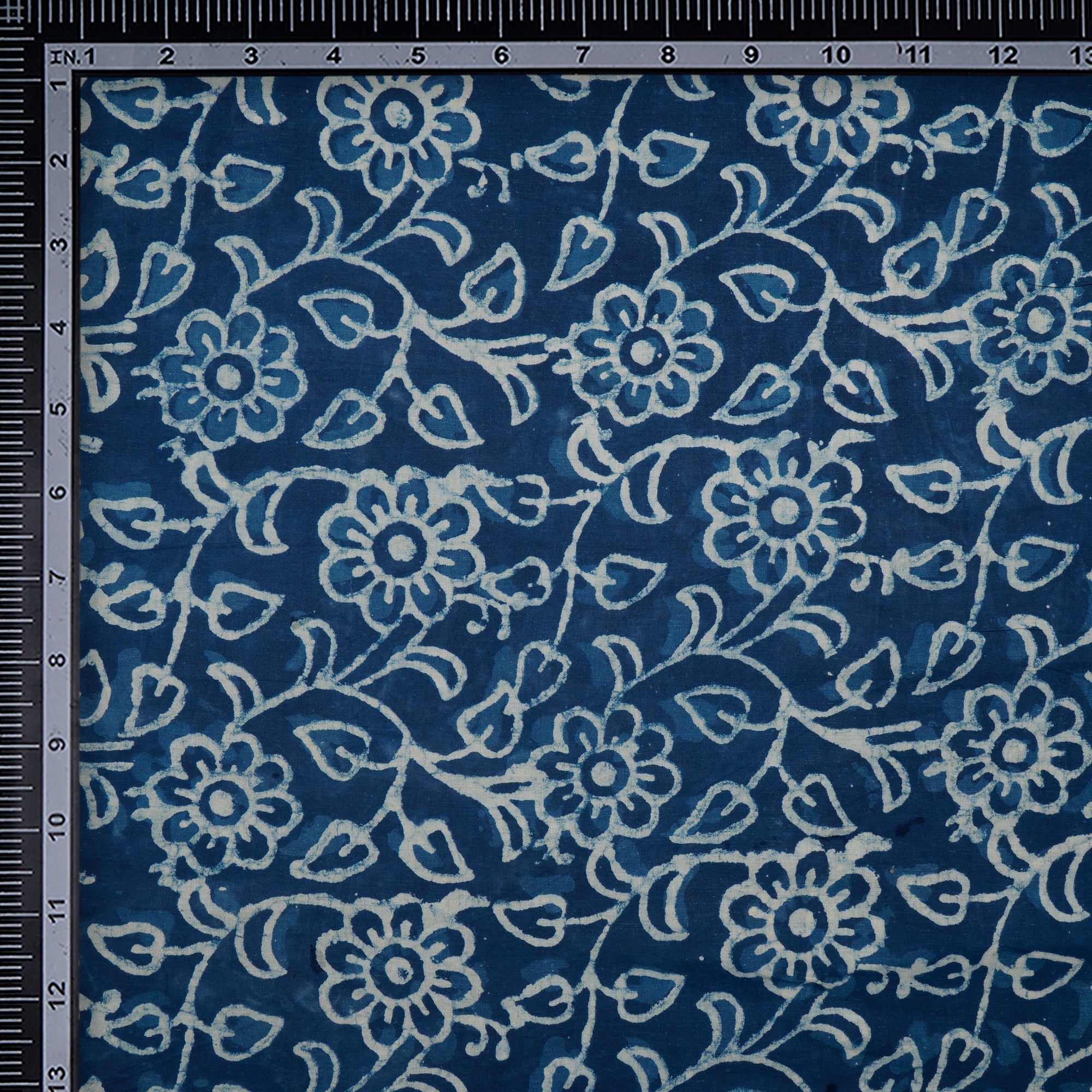 (Pre-Cut 4.30 Mtr)Blue Hand Block Bagru Natural Dye Indigo Printed Cotton Fabricprecuts&&2046