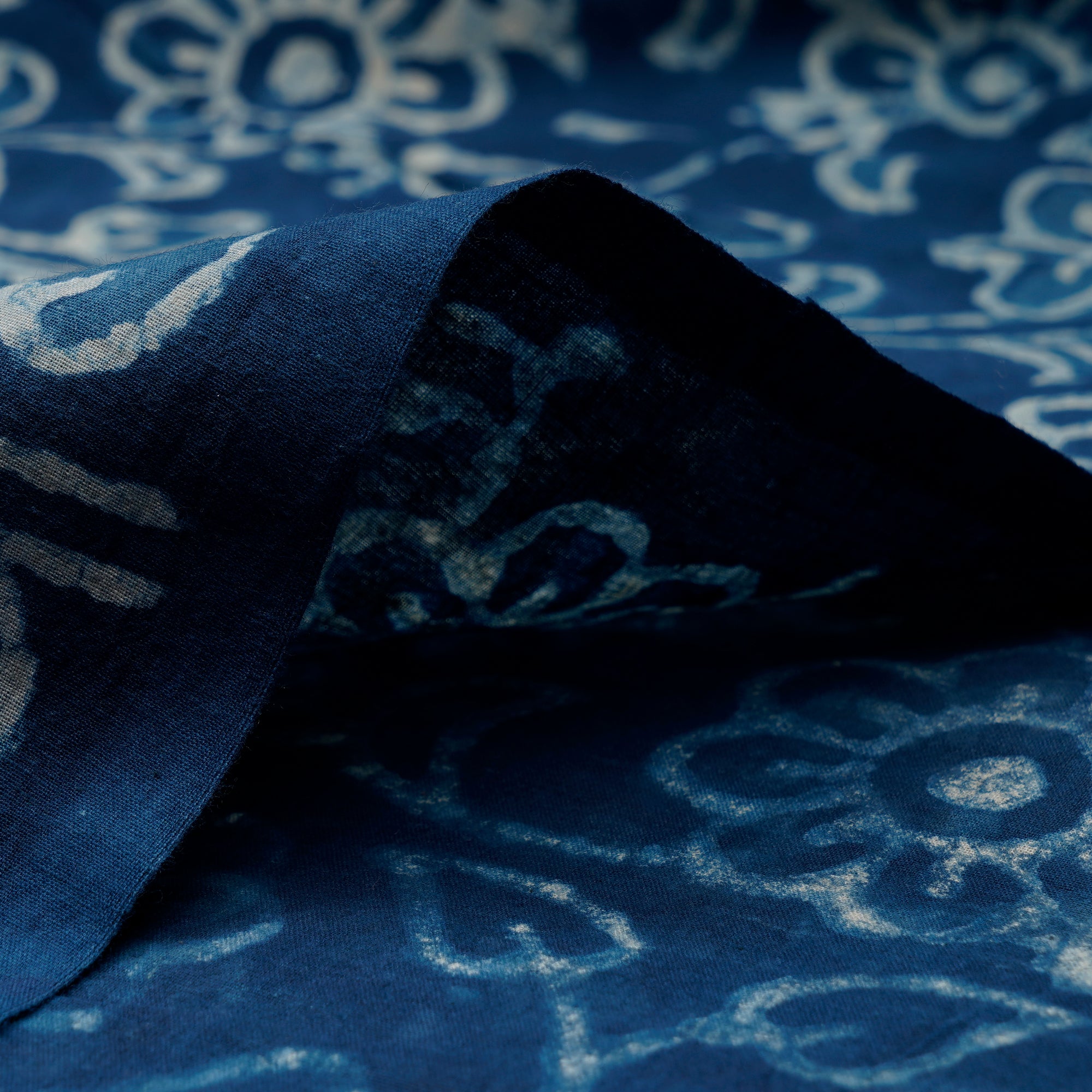 (Pre-Cut 4.30 Mtr)Blue Hand Block Bagru Natural Dye Indigo Printed Cotton Fabricprecuts&&2046