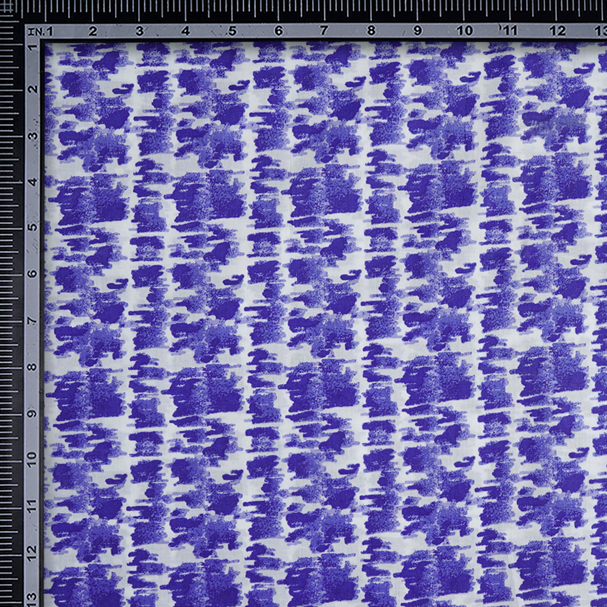 (Pre-Cut 4.00 Mtr)Blue-White Abstract Pattern Digital Printed Fine Chanderi Fabric