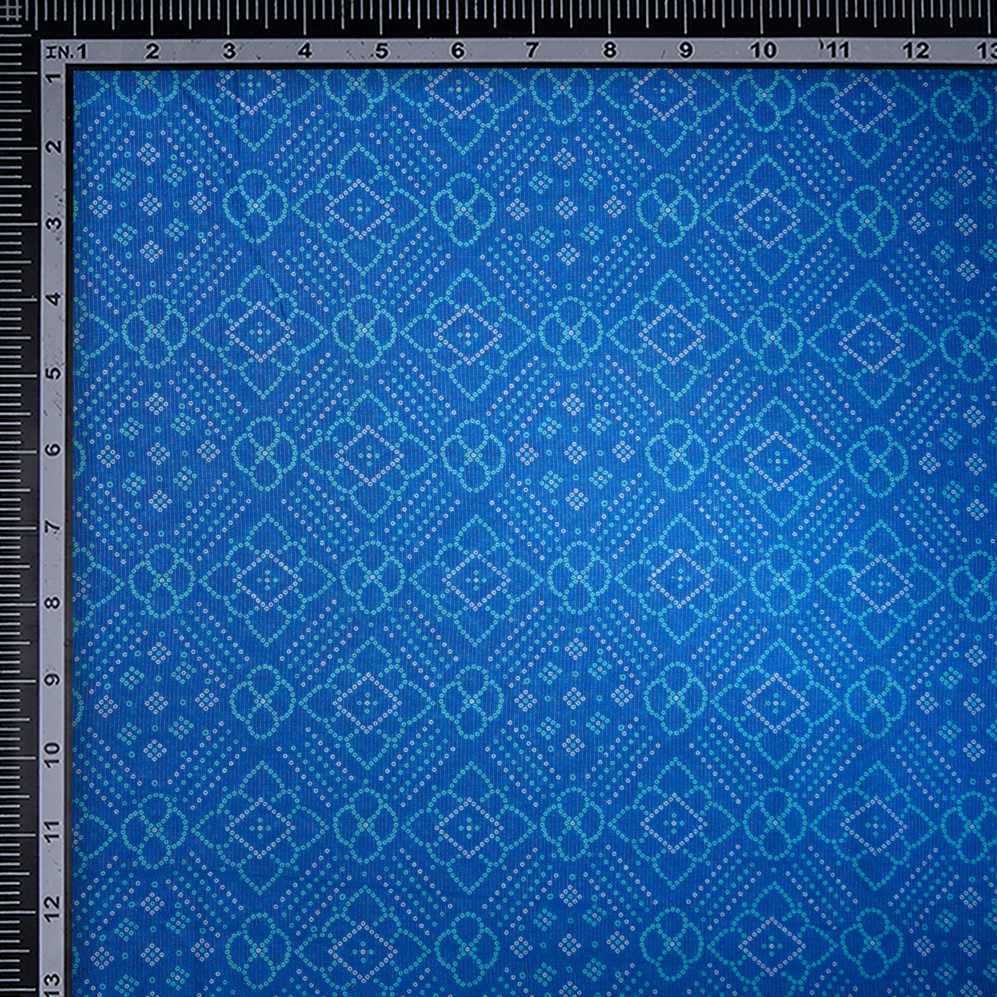 (Pre-Cut 1.35 Mtr)Palace Blue Bandhani Pattern Digital Printed Fine Chanderi Fabric