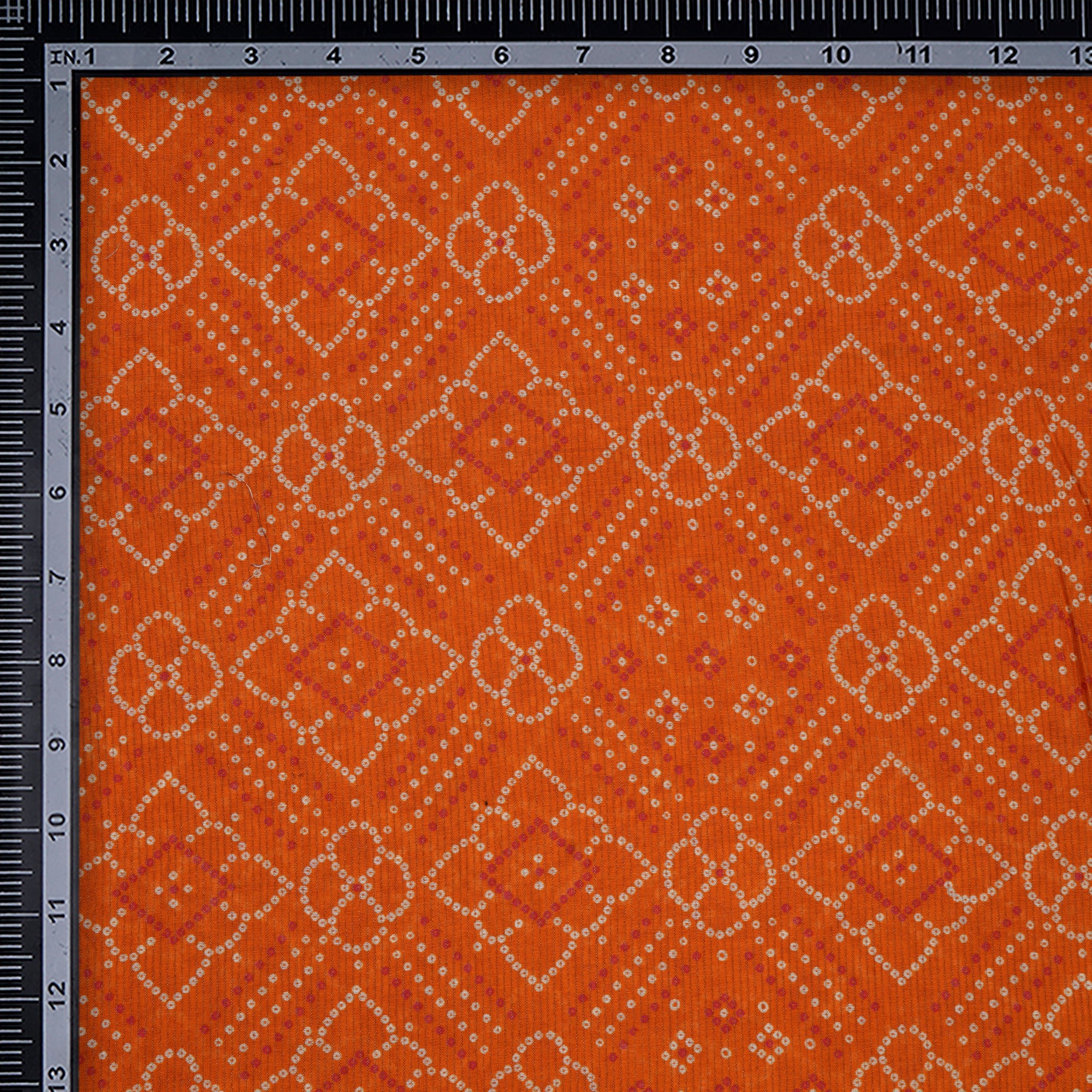 (Pre-Cut 2.00 Mtr)Orange Bandhani Parrten Digital Print Fancy Chanderi Fabric