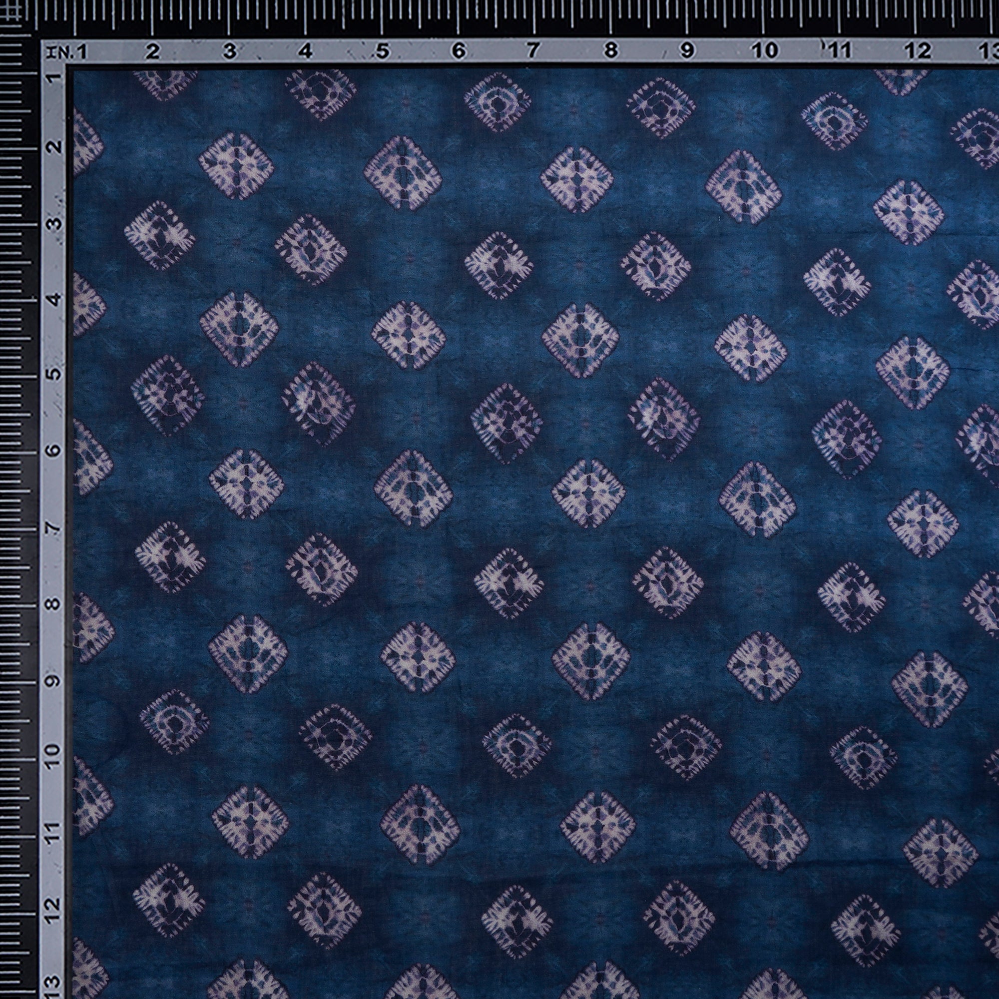 (Pre-Cut 1.20 Mtr) Navy Blue Shibori Pattern Digital Print Voile Cotton Fabric