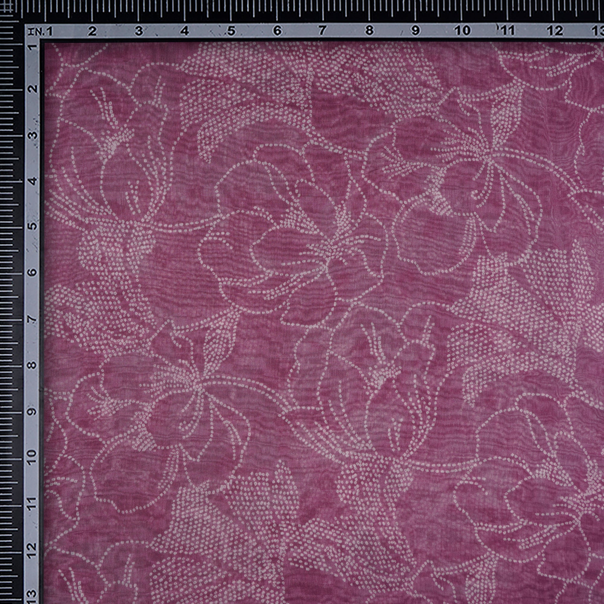(Pre-Cut 1.90 Mtr) Purple Bandhani Pattern Digital Print Chanderi Fabric