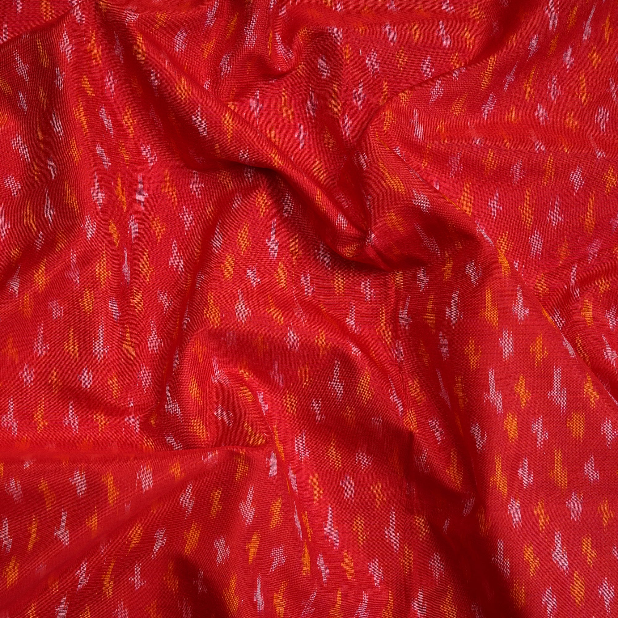 (Pre-Cut 4.00 Mtr)Rubocondo Handwoven Ikat Fine Chanderi Fabric