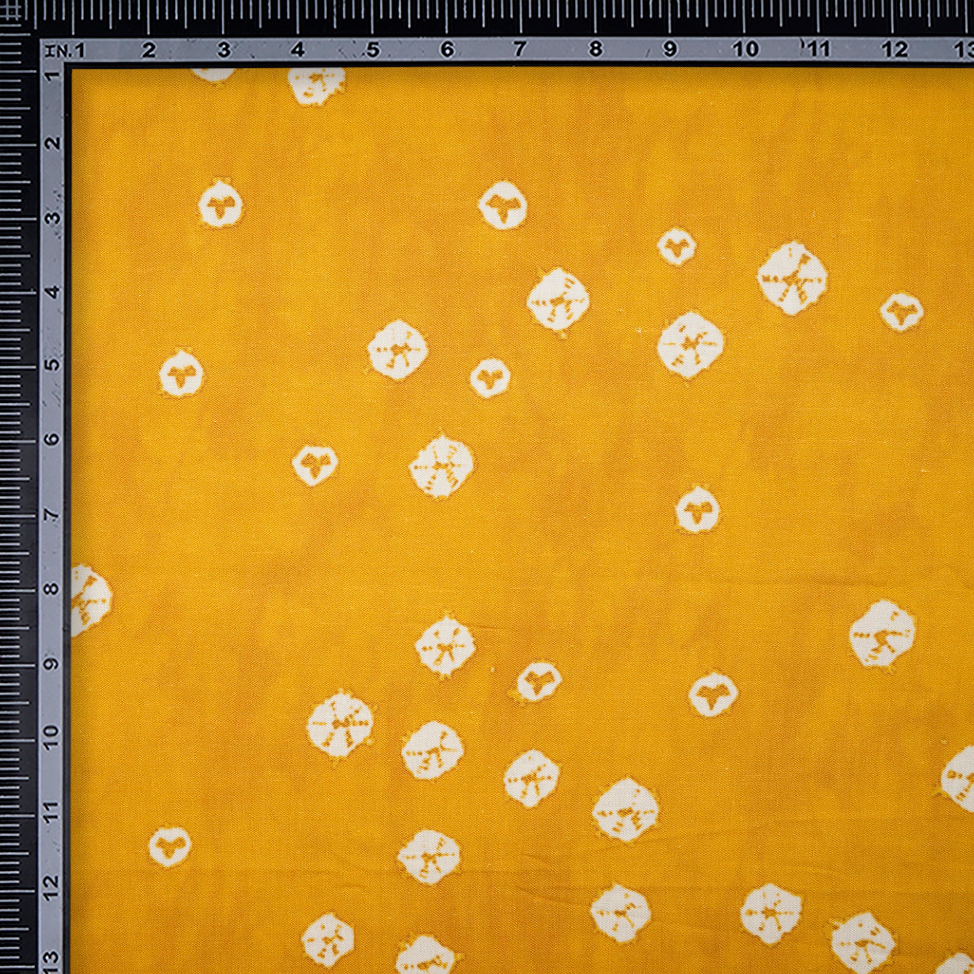 (Pre-Cut 3.50Mtr)Yellow Bandhani Pattern Digital Print Fancy Linen Fabric