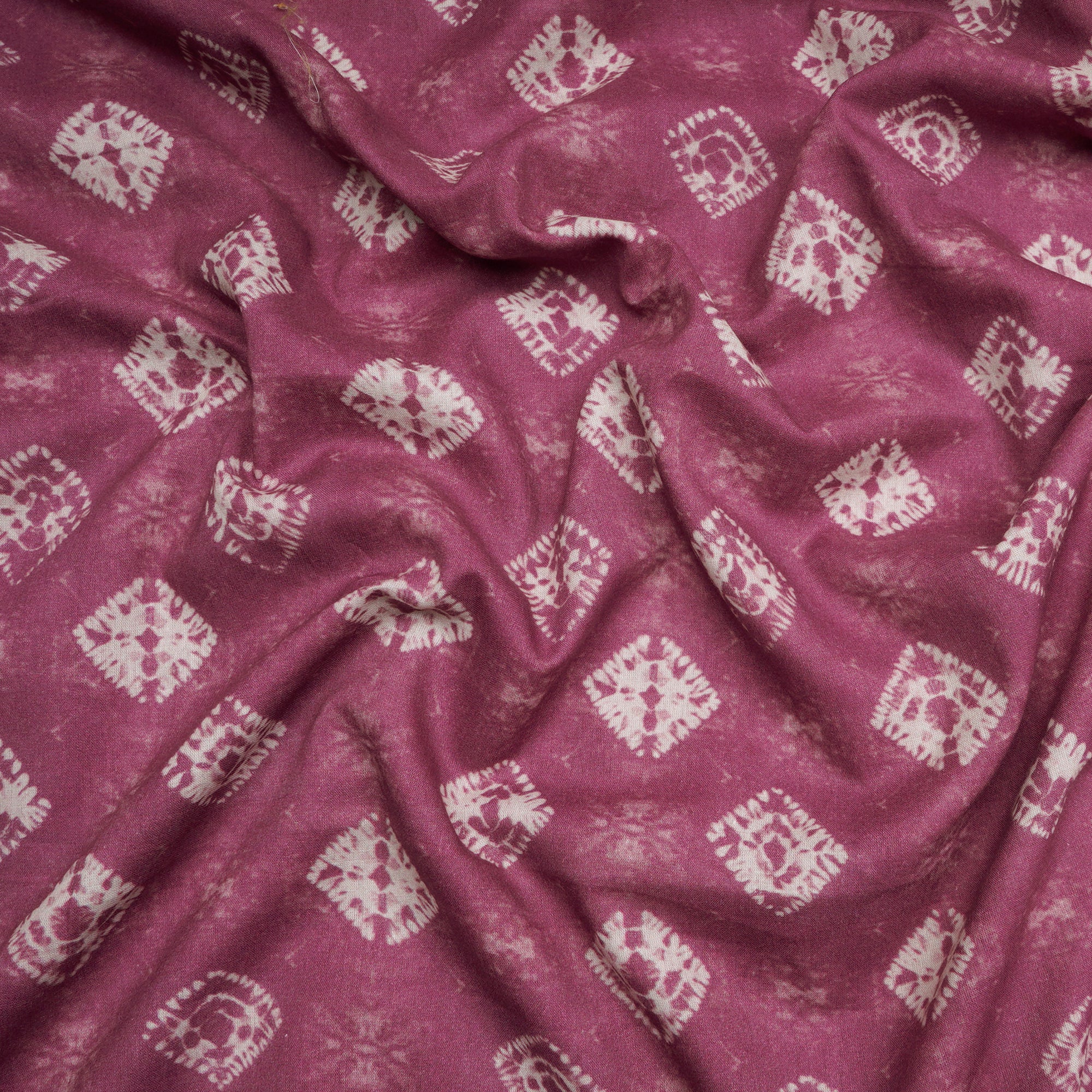 (Pre-Cut 2.90 Mtr)Mellow Mauve Bandhani Pattern Digital Printed Voile Cotton Fabric