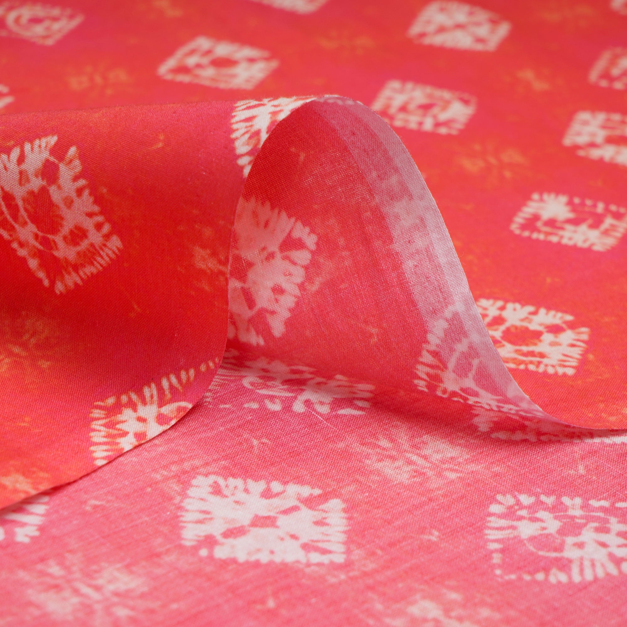 (Pre-Cut 3.40Mtr)Paradise Pink Bandhani Pattern Digital Print Voile Cotton Fabric