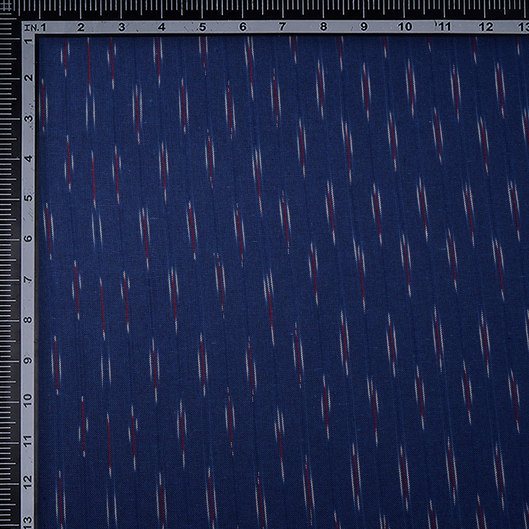 (Pre-Cut 2.50 Mtr) Navy Blue Washed Woven Ikat Cotton Fabric