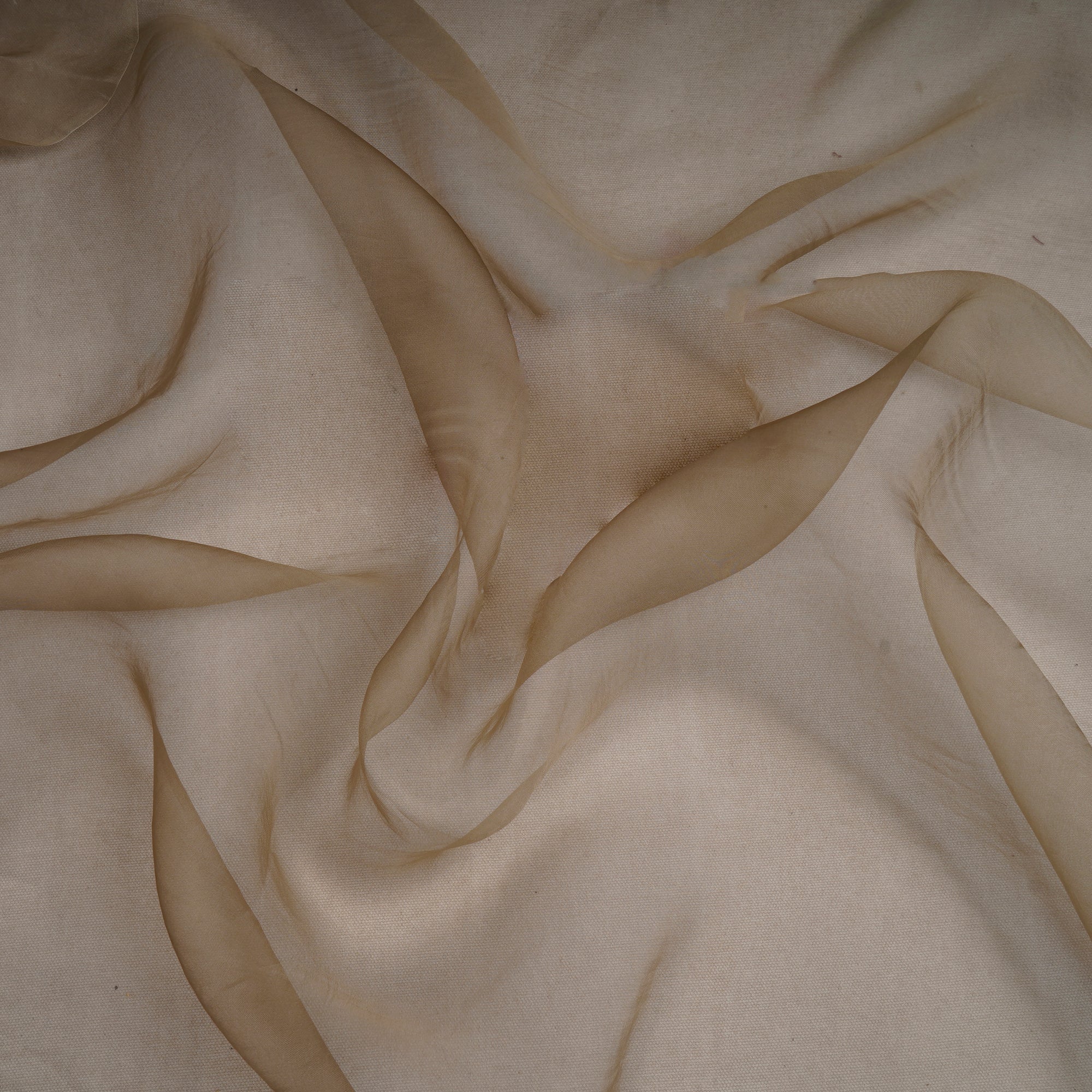 (Pre-Cut 1.75 Mtr)Travertine Piece Dyed Plain Organza Silk Fabric