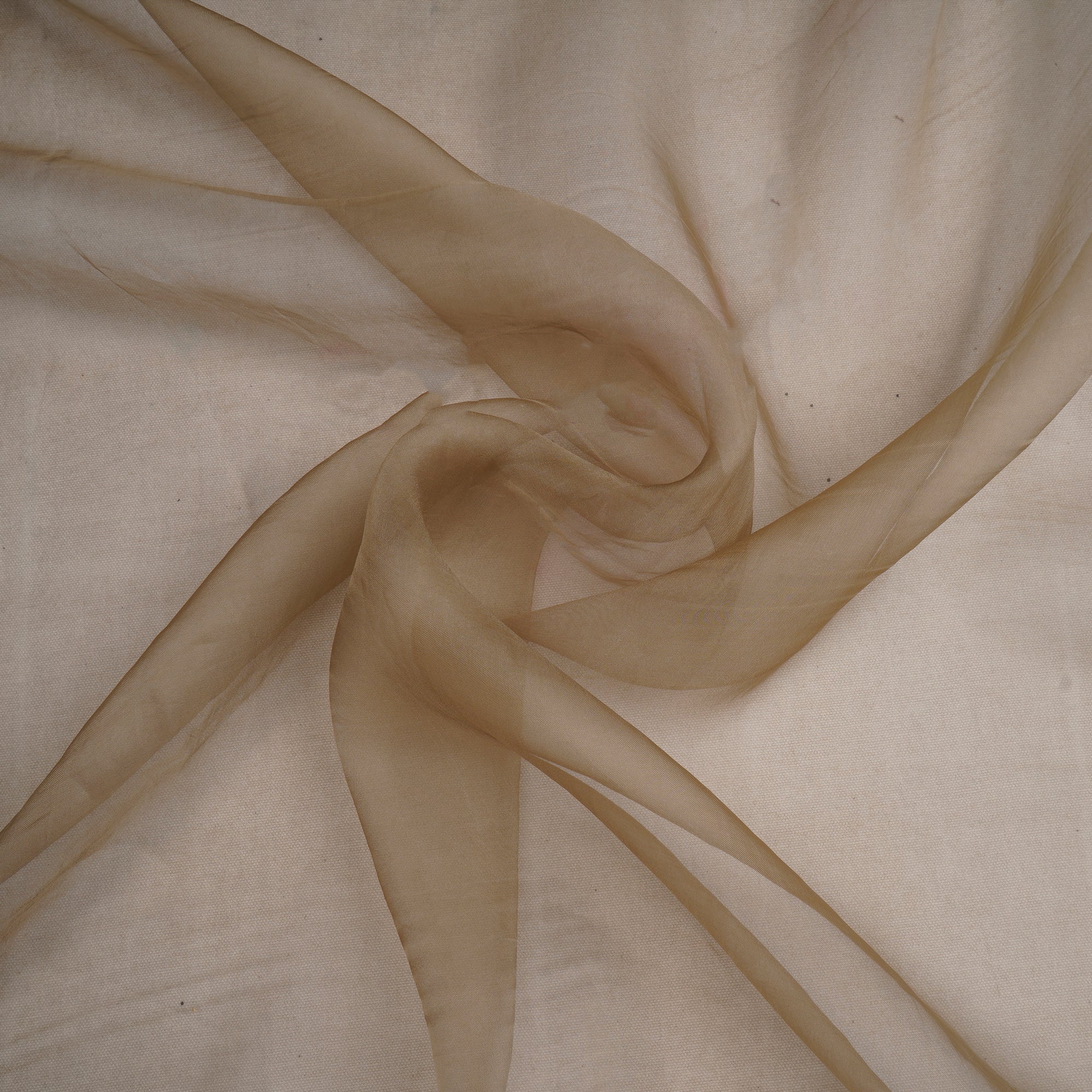 (Pre-Cut 1.75 Mtr)Travertine Piece Dyed Plain Organza Silk Fabric