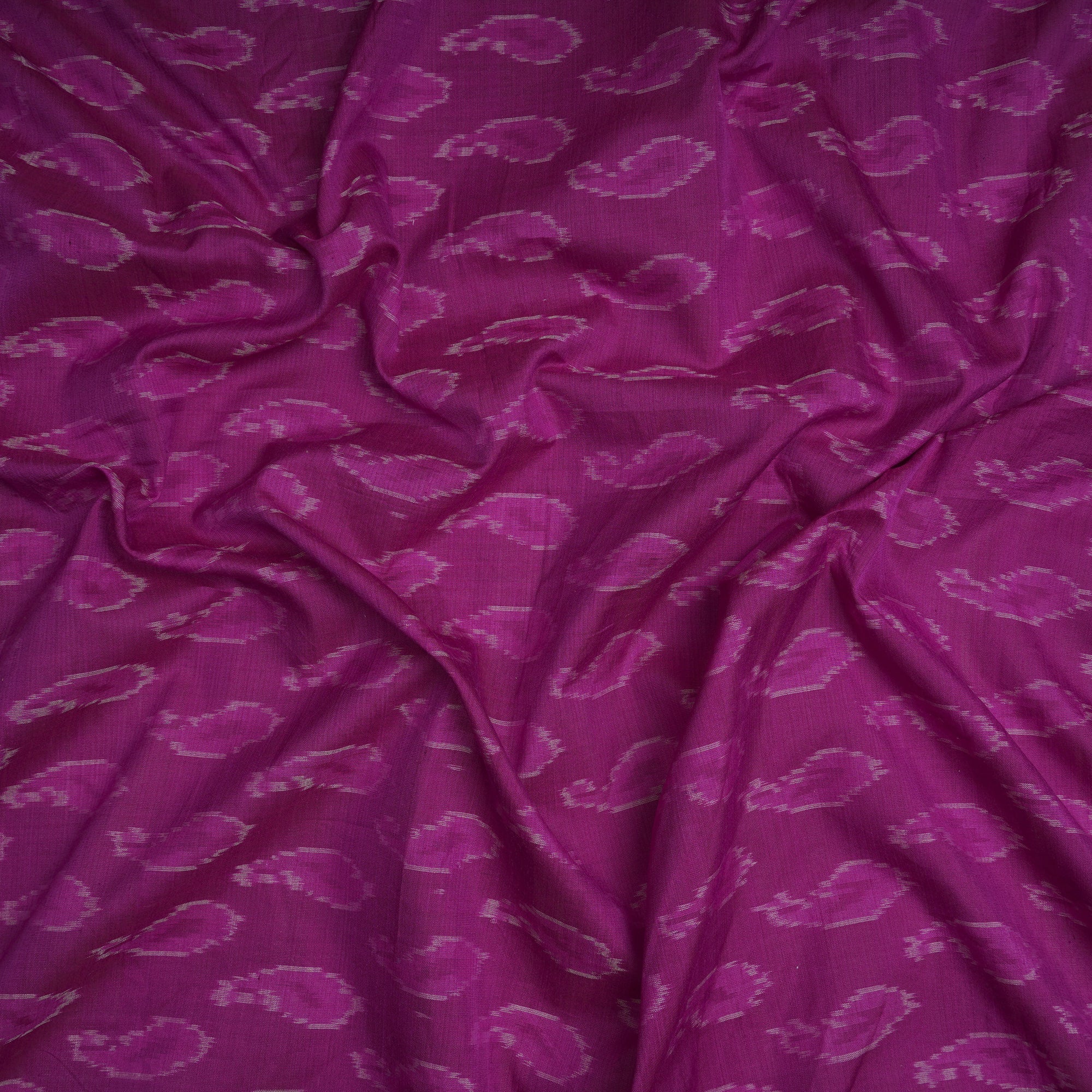 (Pre-Cut 0.90 Mtr) Magenta Handwoven Ikat Sico Silk Fabric