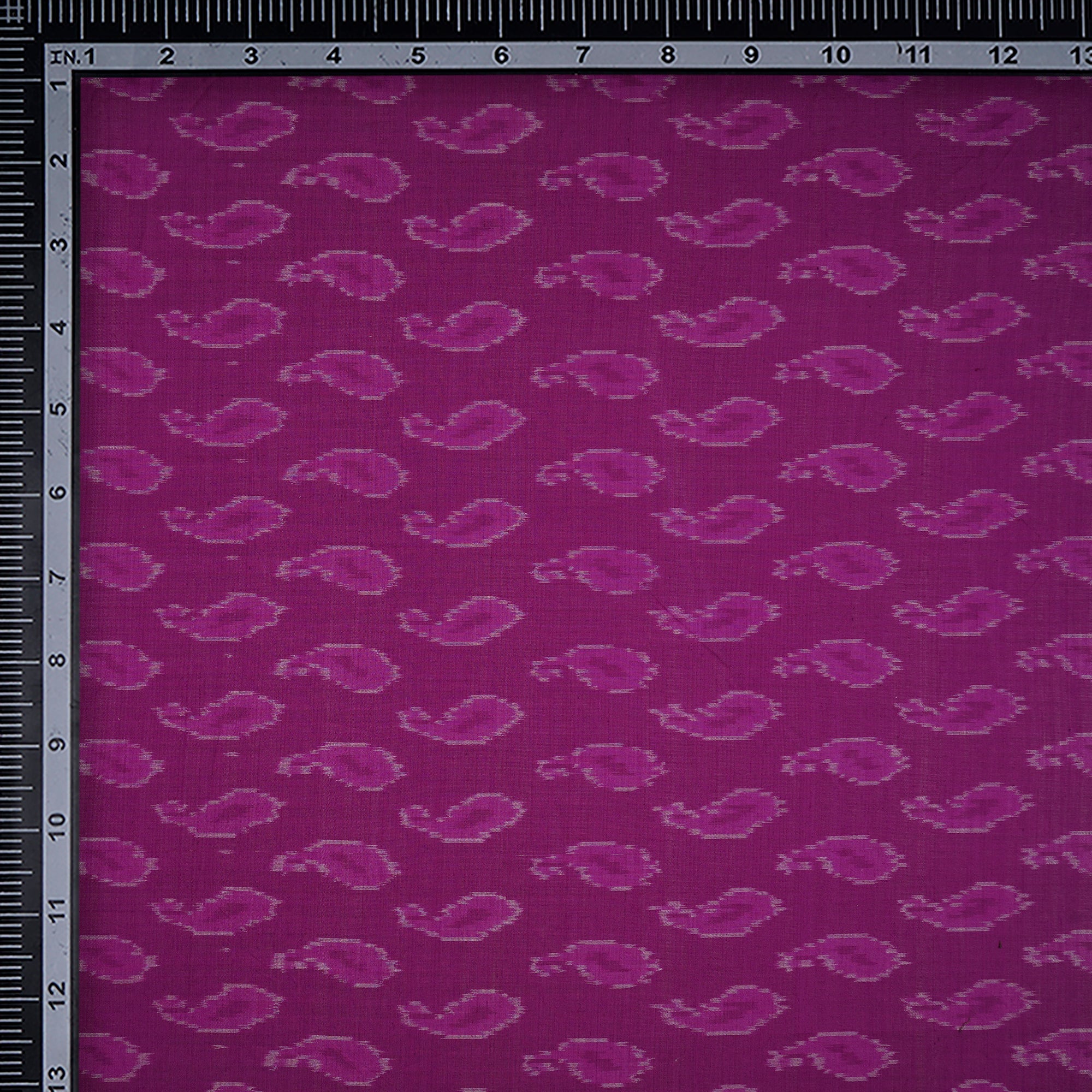 (Pre-Cut 0.90 Mtr) Magenta Handwoven Ikat Sico Silk Fabric