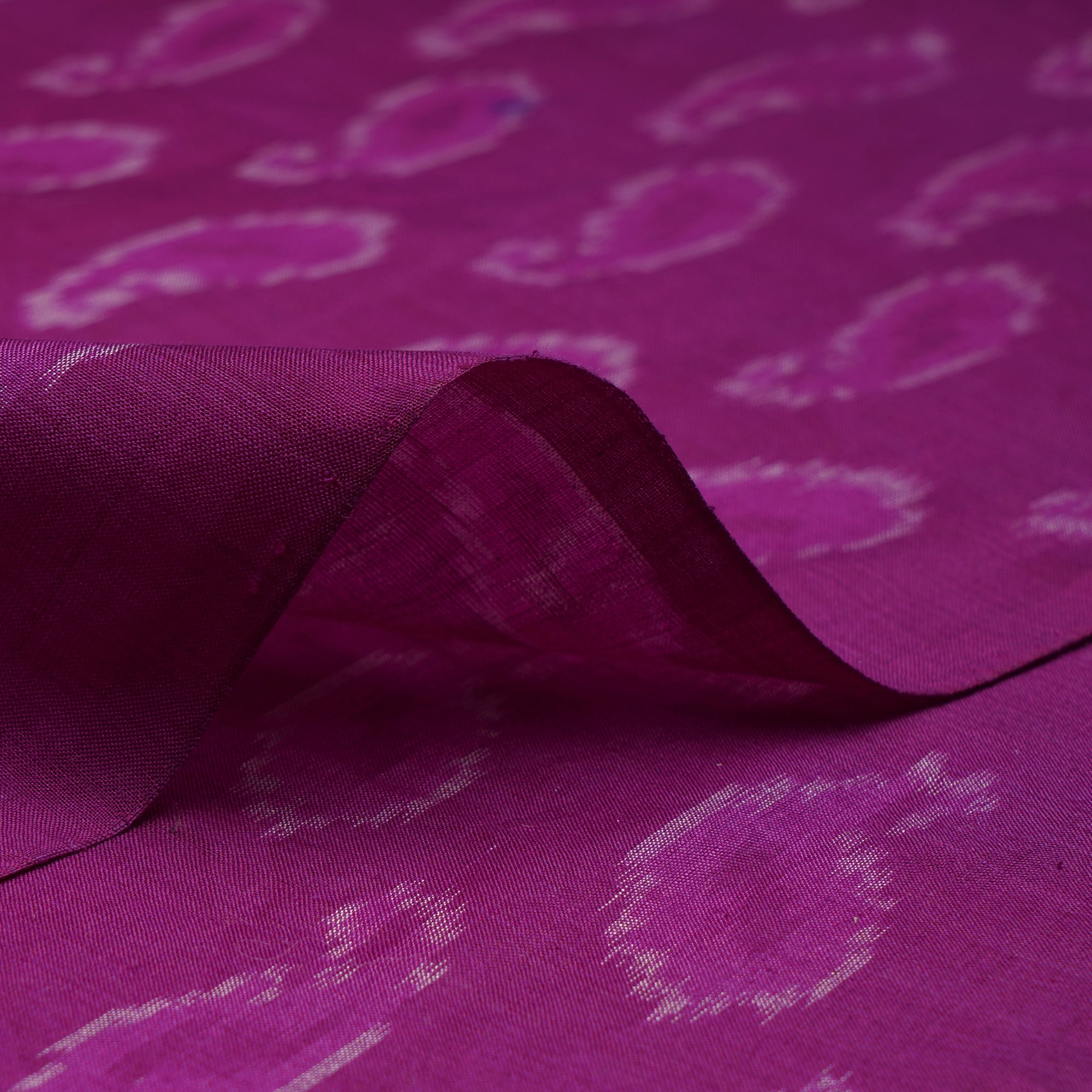 (Pre-Cut 0.90 Mtr) Magenta Handwoven Ikat Sico Silk Fabric