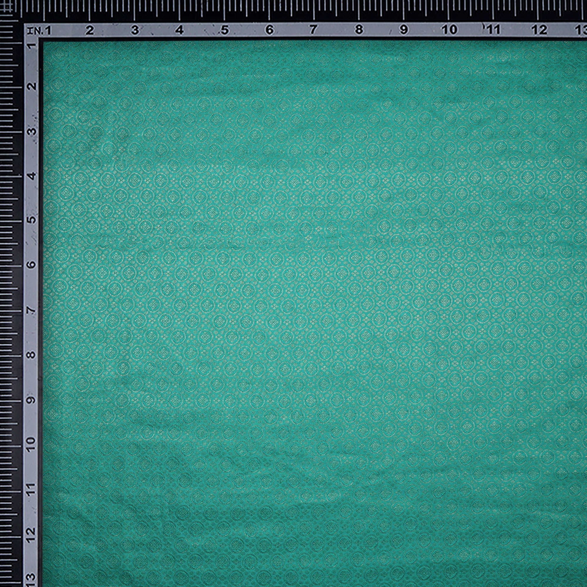 (Pre-Cut 1.30 Mtr)Green Booti Pattern Handwoven Brocade Jari Silk Fabric