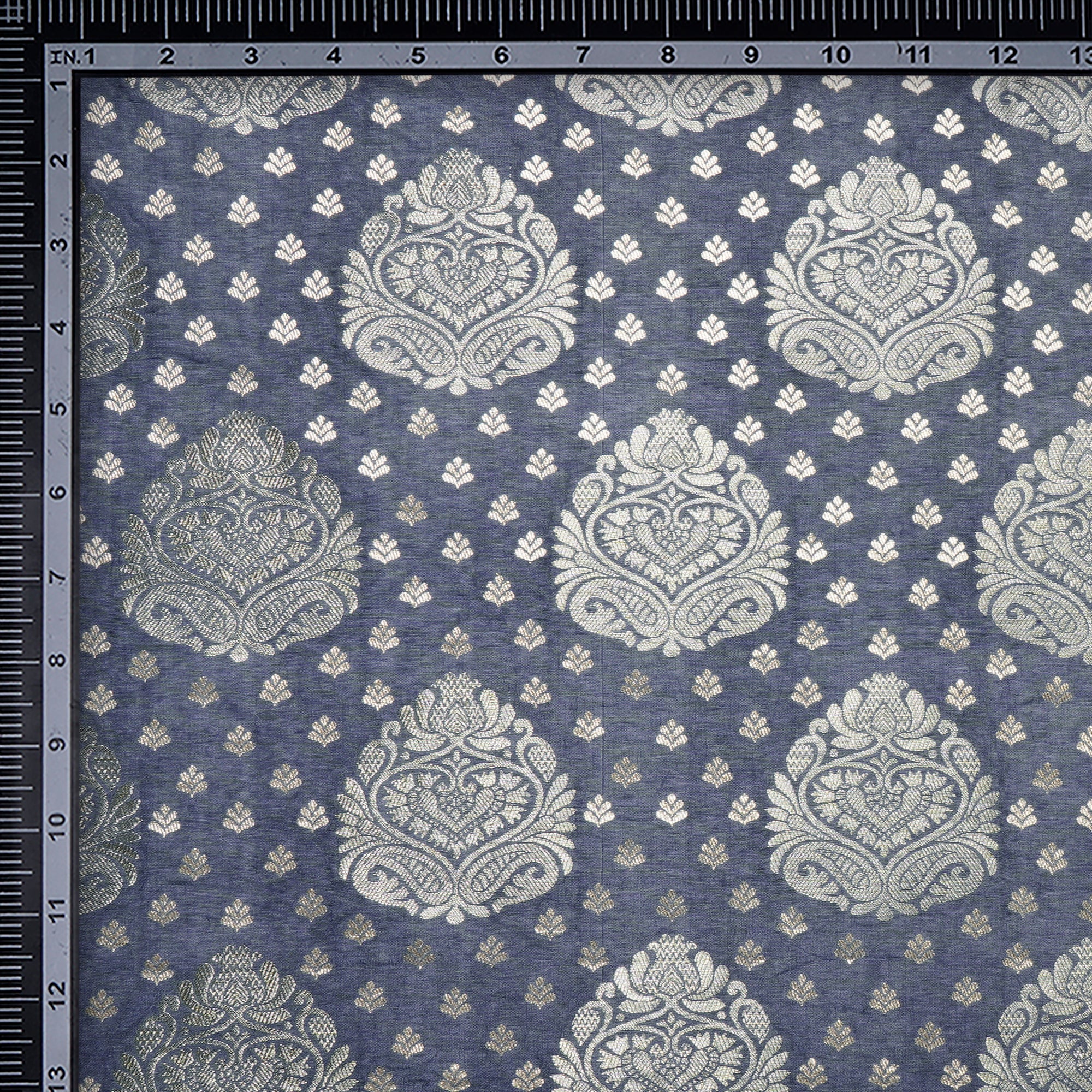 (Pre-Cut 0.50 Mtr)Marlin Floral Booti Pattern Blended Banarasi Brocade Fabric