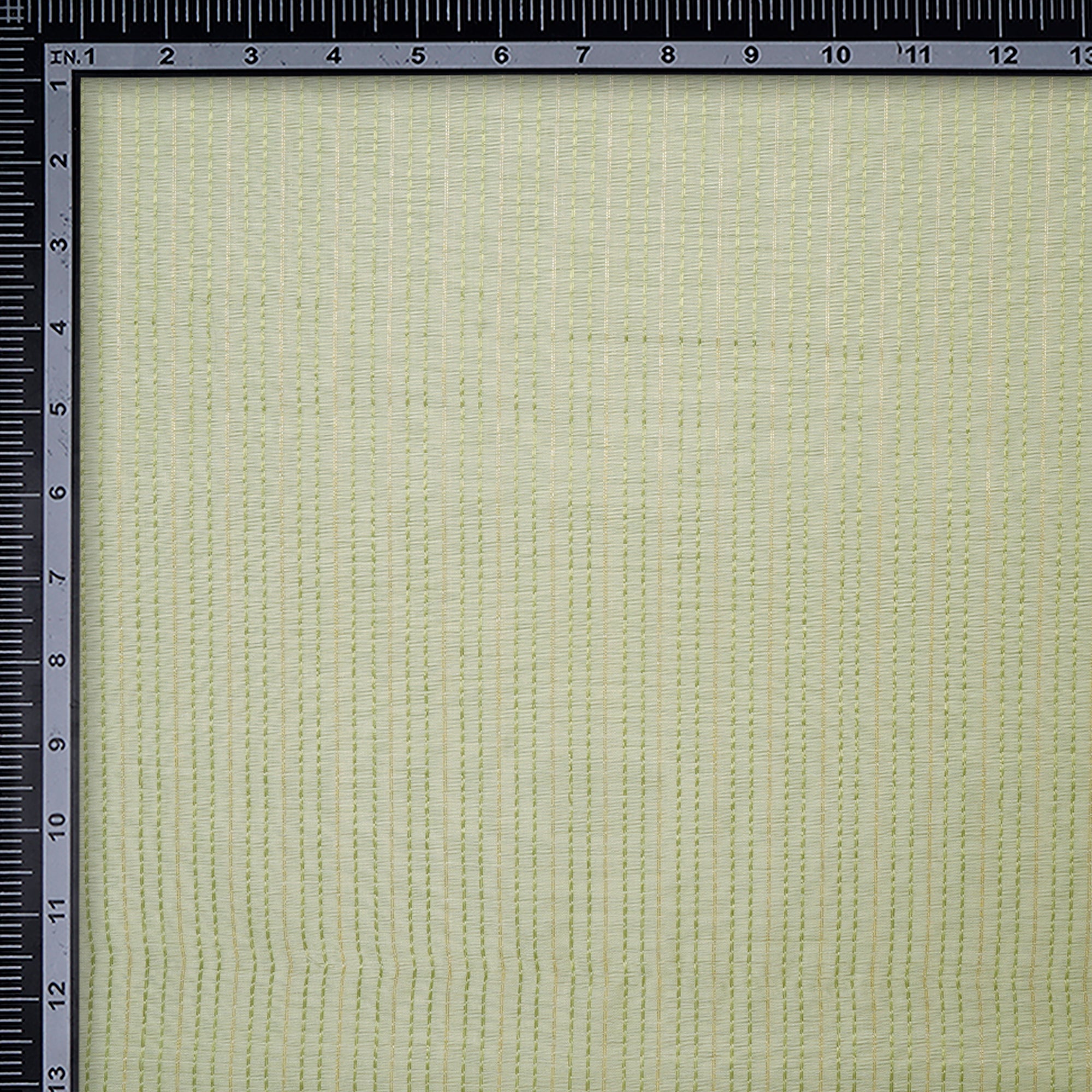 (Pre-Cut 1.60 Mtr)Green Color Lurex Striped Chanderi Fancy Fabric